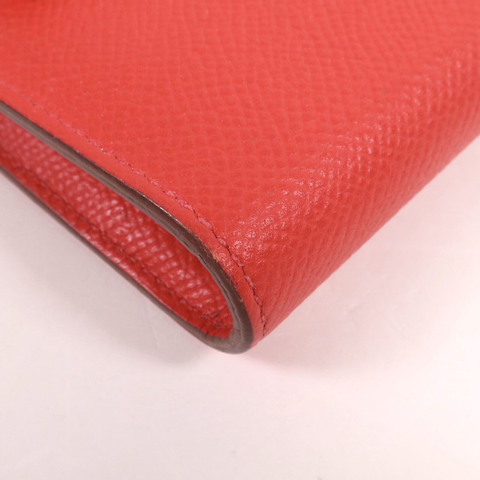 HERMES Epsom皮革Kelly Long Wallet銀扣長錢包Rouge Casaque