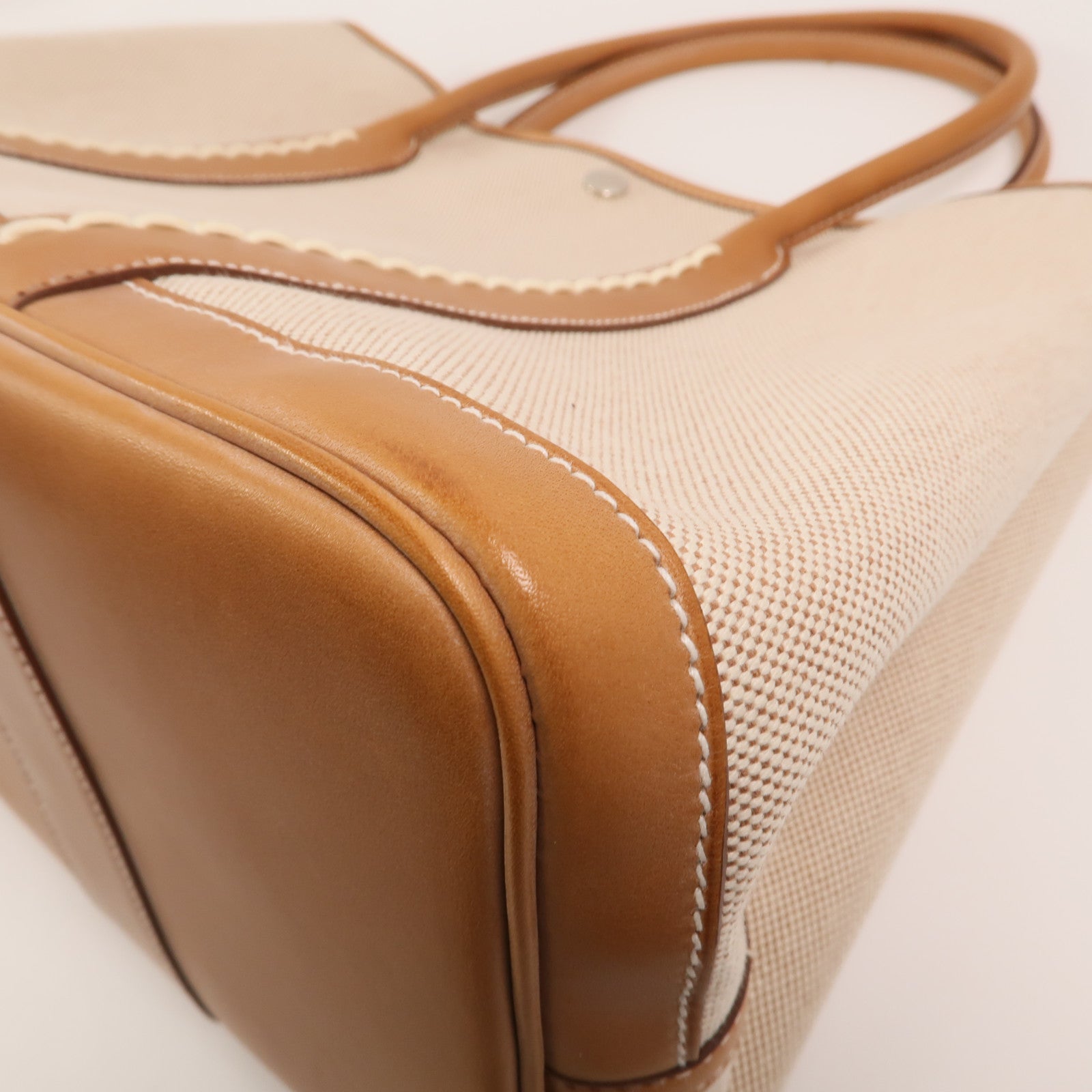 HERMES 帆布/Barenia皮革Garden Party PM手挽袋