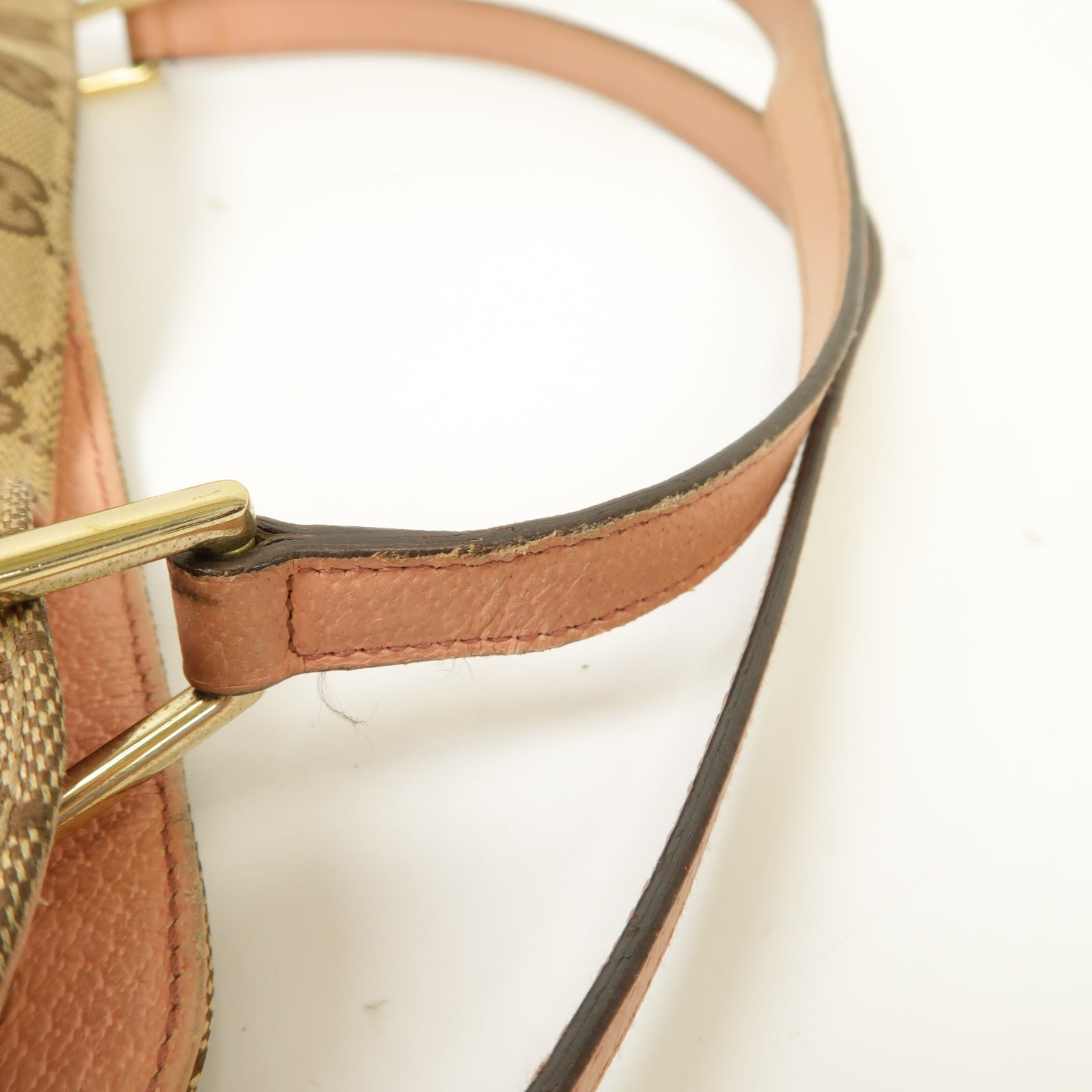 GUCCI 【激減優惠】帆布Shoulder Bag金扣肩背袋啡色/粉紅色