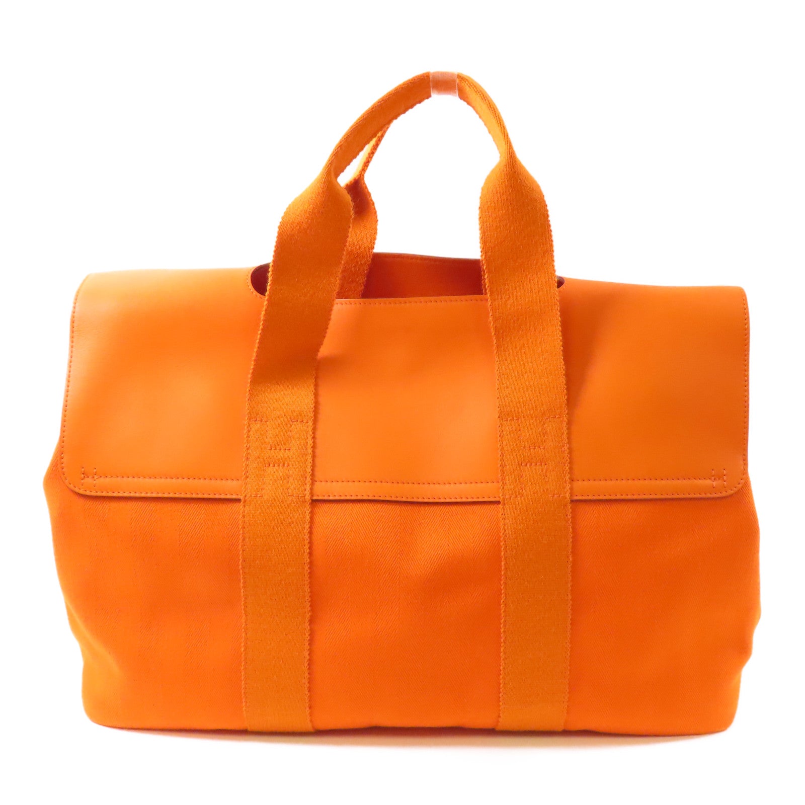 HERMES 帆布Valparaiso銀扣手挽袋Orange