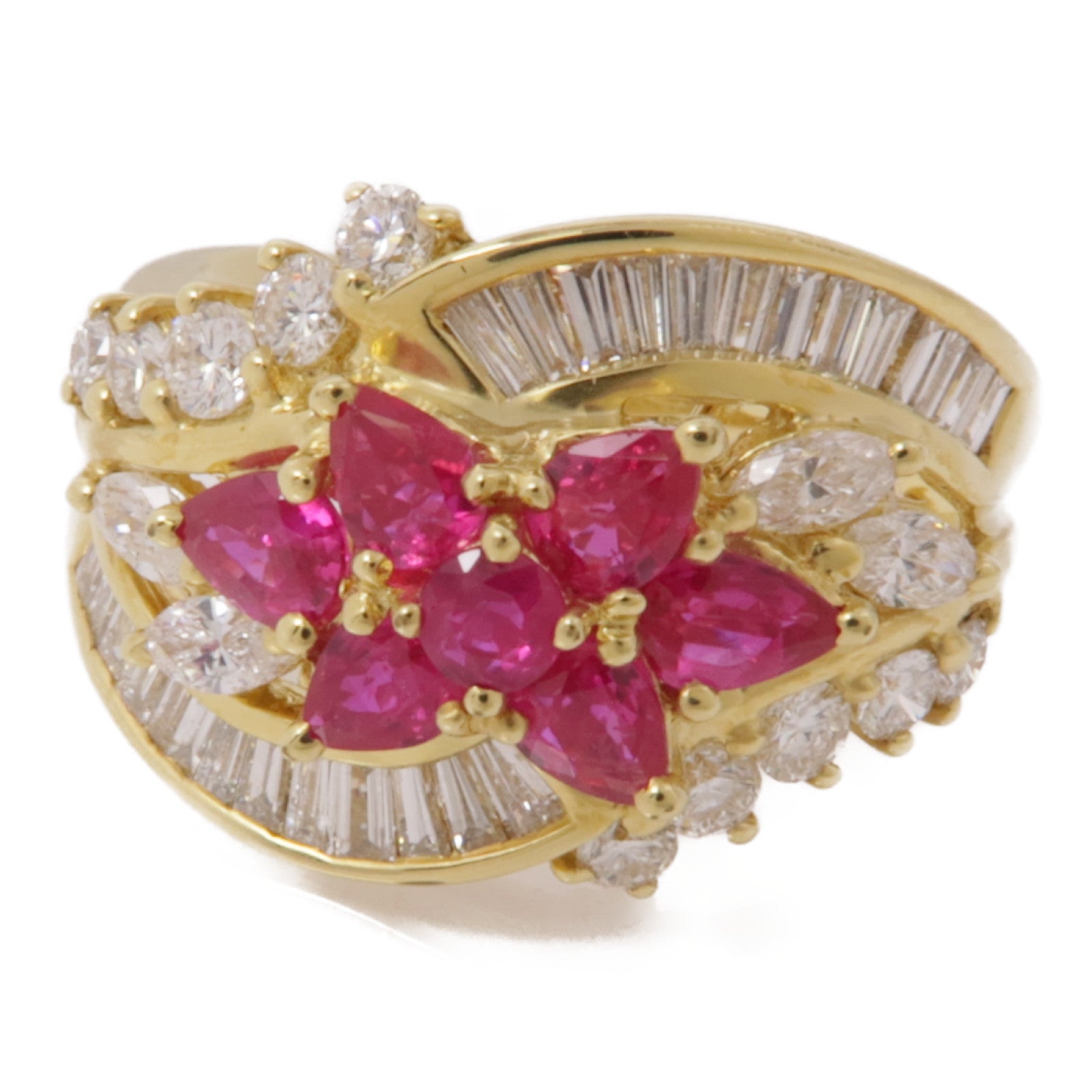 JEWELRY Ruby Diamond Ring 18K Yellow Gold US#6.5