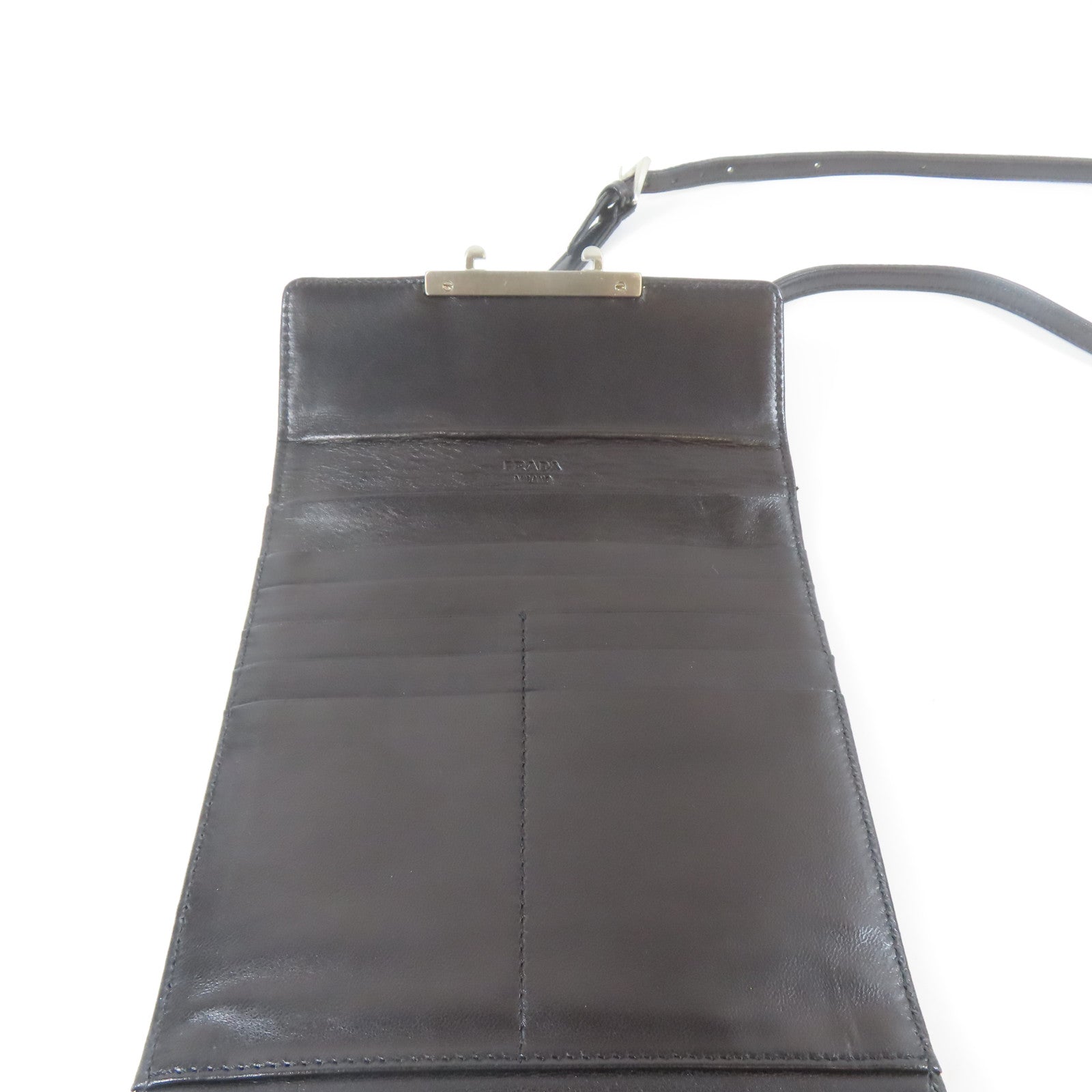 PRADA 尼龍Shoulder Bag銀扣肩背袋黑色