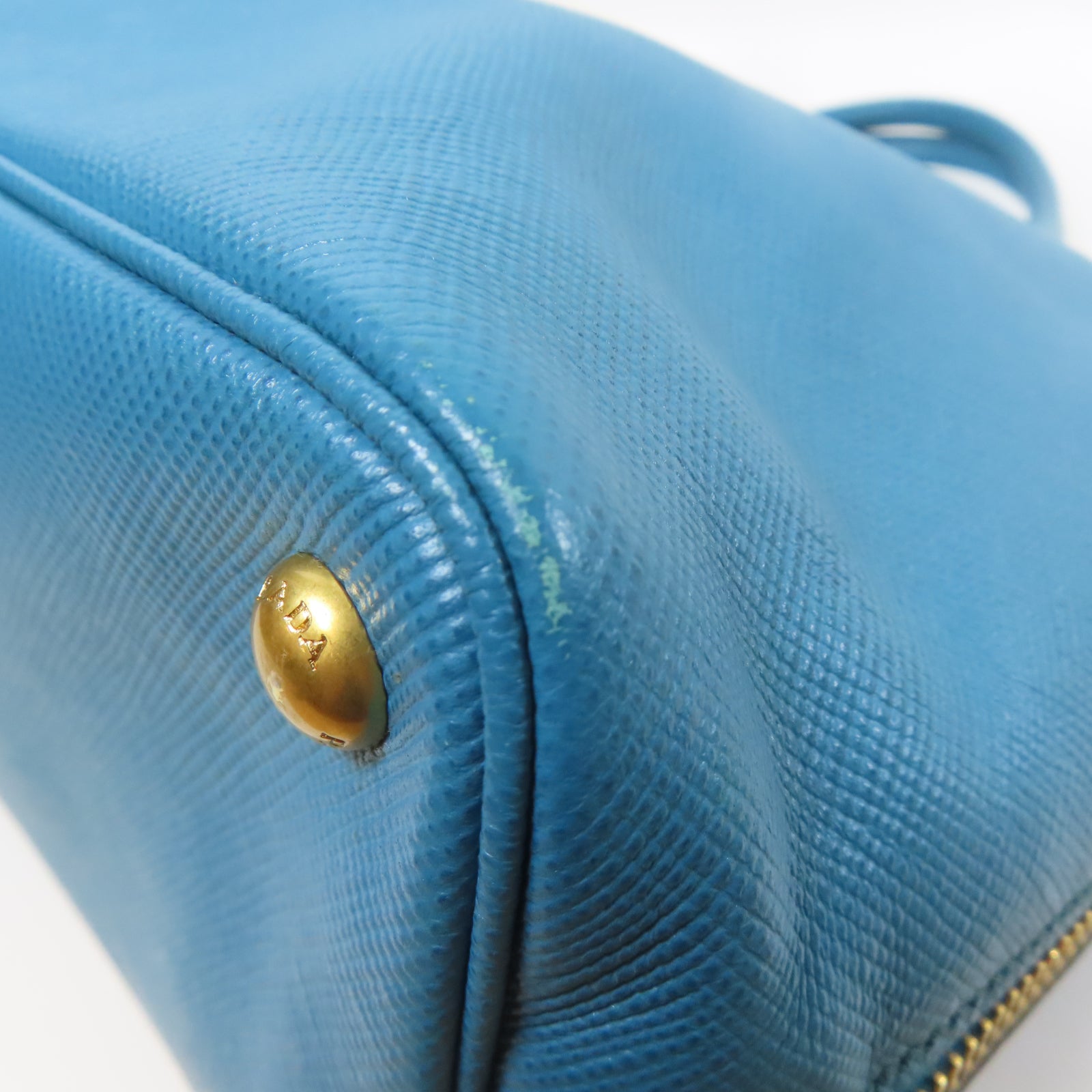 PRADA 【激減優惠】Saffiano皮革2 Way Shoulder Tote Bag金扣手挽肩背兩用袋藍色