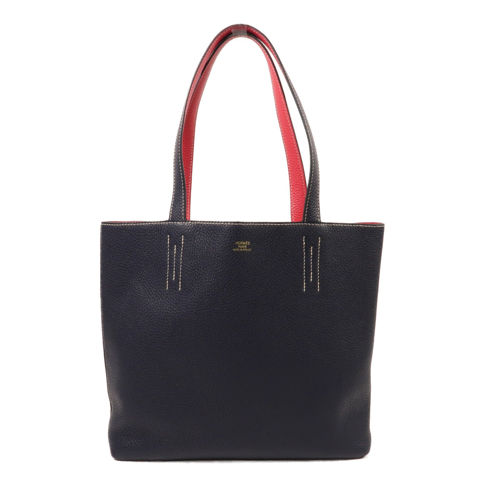 HERMES Clemence皮革Double Sens 28手挽袋Blue Nuit/Rose Extre