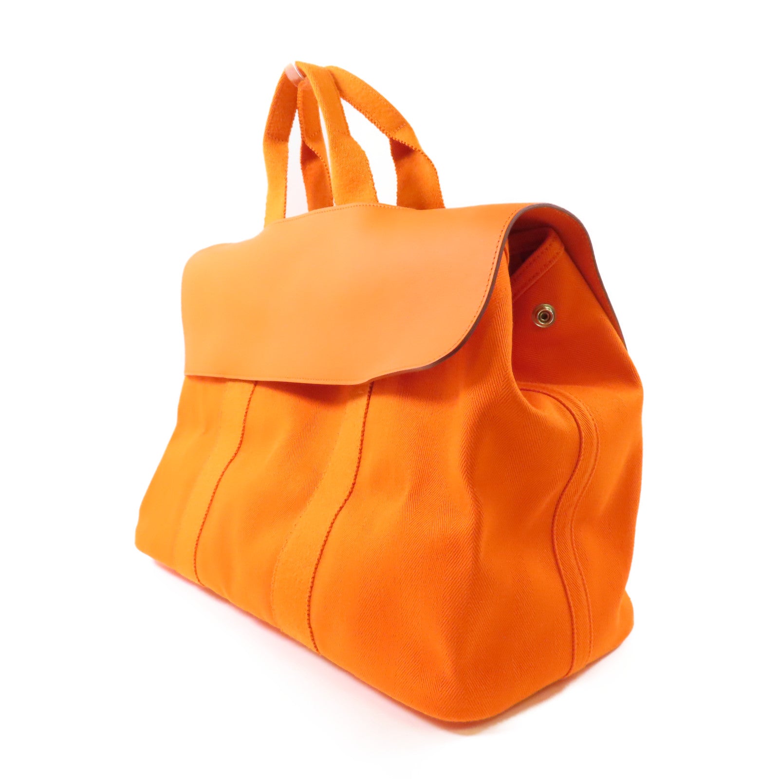 HERMES 帆布Valparaiso銀扣手挽袋Orange