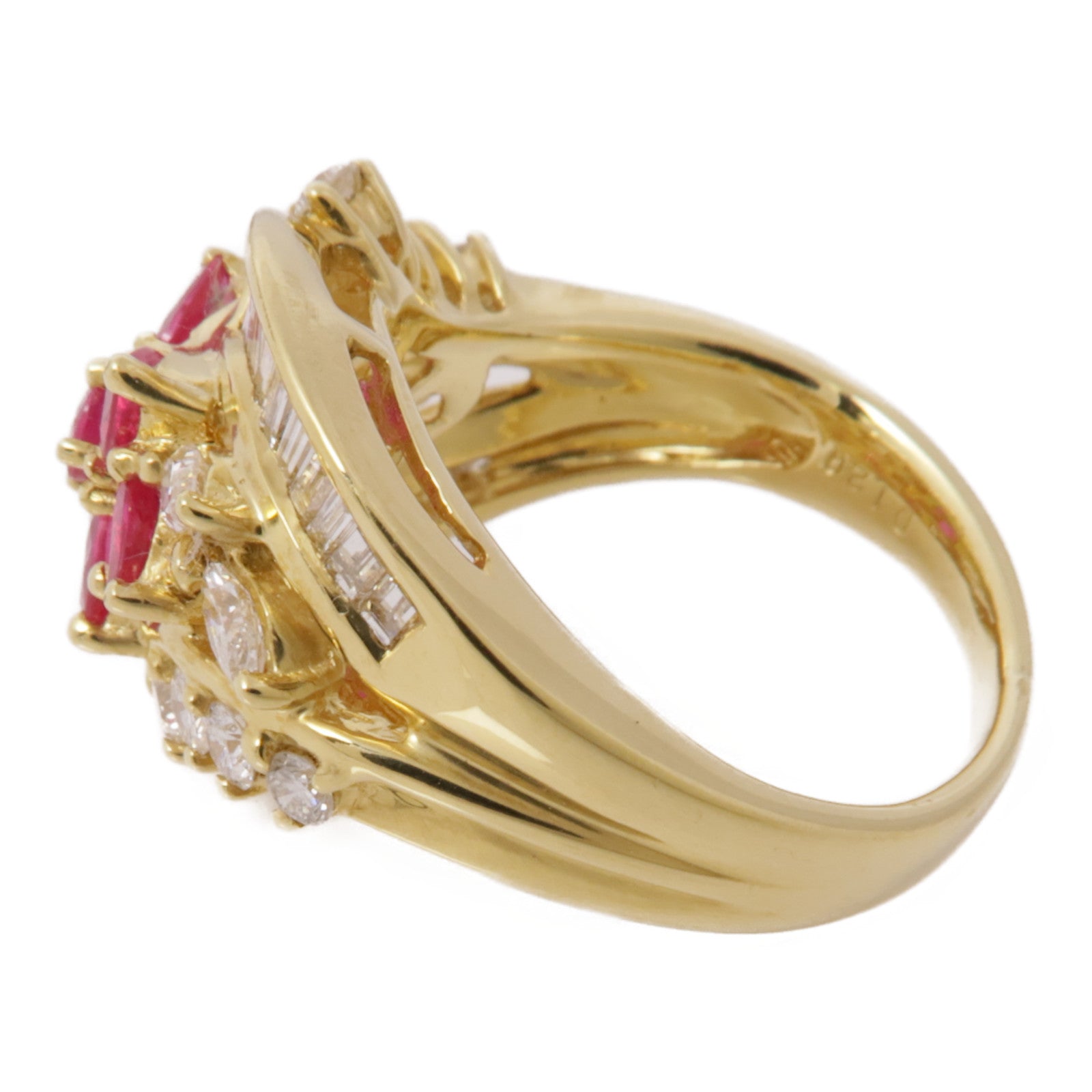 JEWELRY 【激減優惠】18K黃金Ruby Diamond Ring紅寶石/鑽石戒指US#6.5