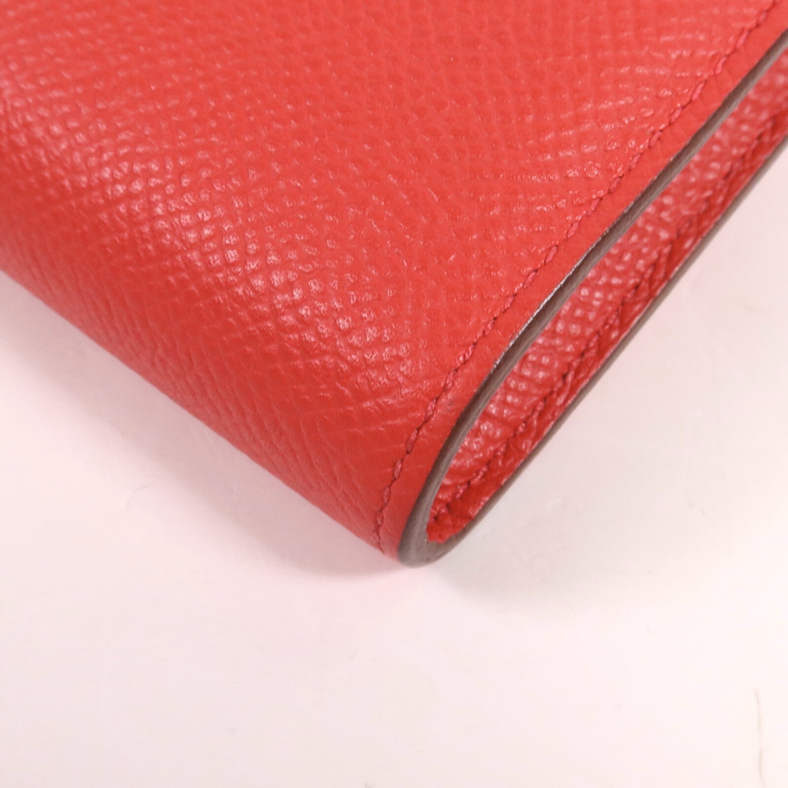 HERMES Epsom皮革Kelly Long Wallet銀扣長錢包Rouge Casaque