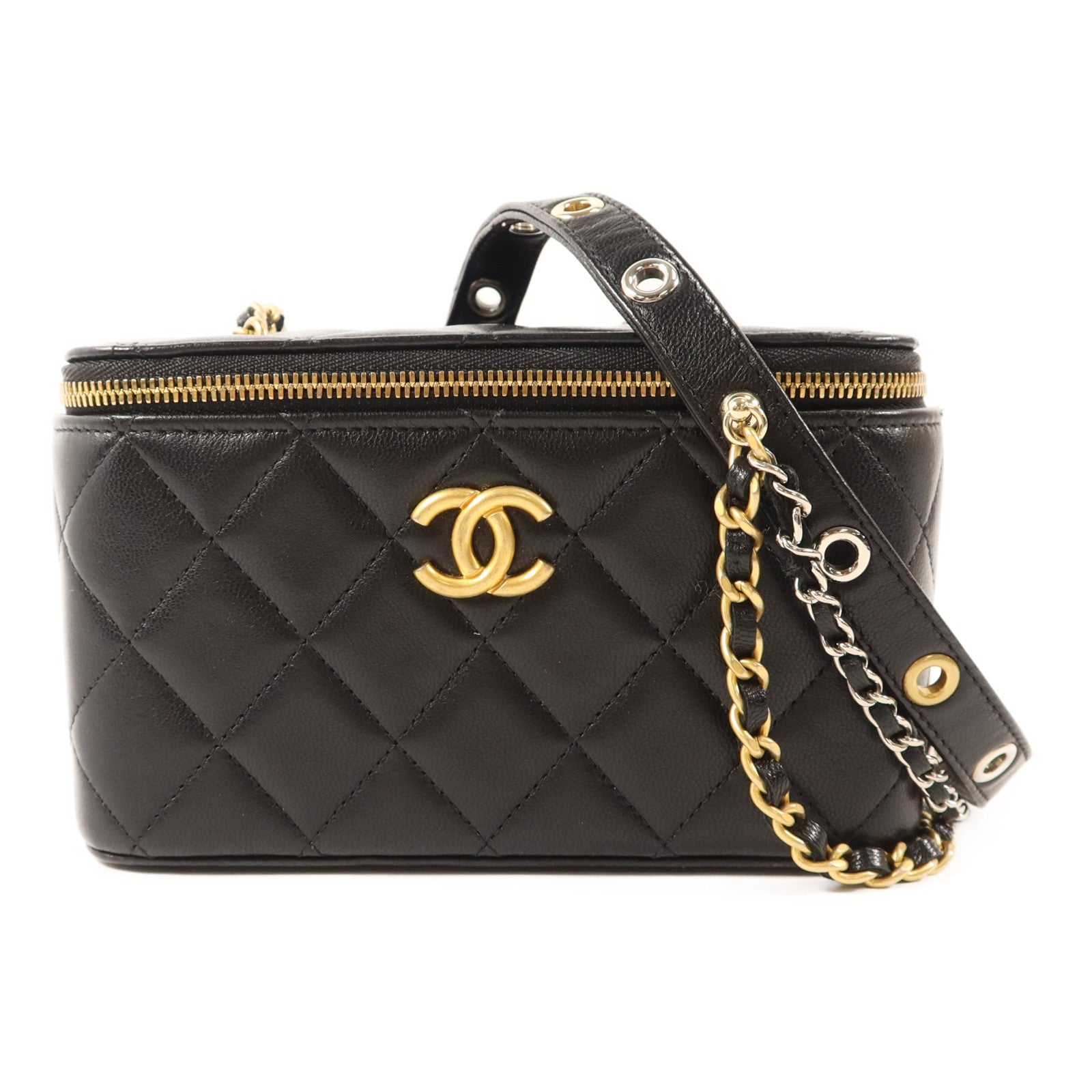 CHANEL 【激減優惠】羊皮皮革Vanity Bag金扣鏈帶肩背袋