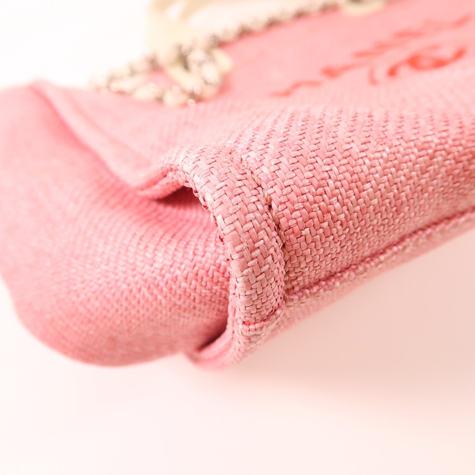 CHANEL 帆布Deauville Tote銀扣鏈帶手挽肩背兩用袋