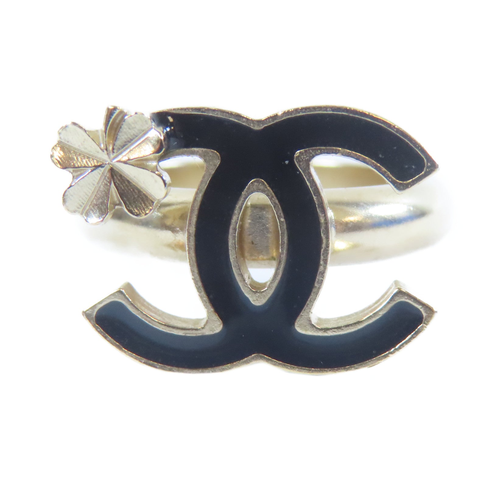 CHANEL 金屬Ring戒指金色/黑色US#6