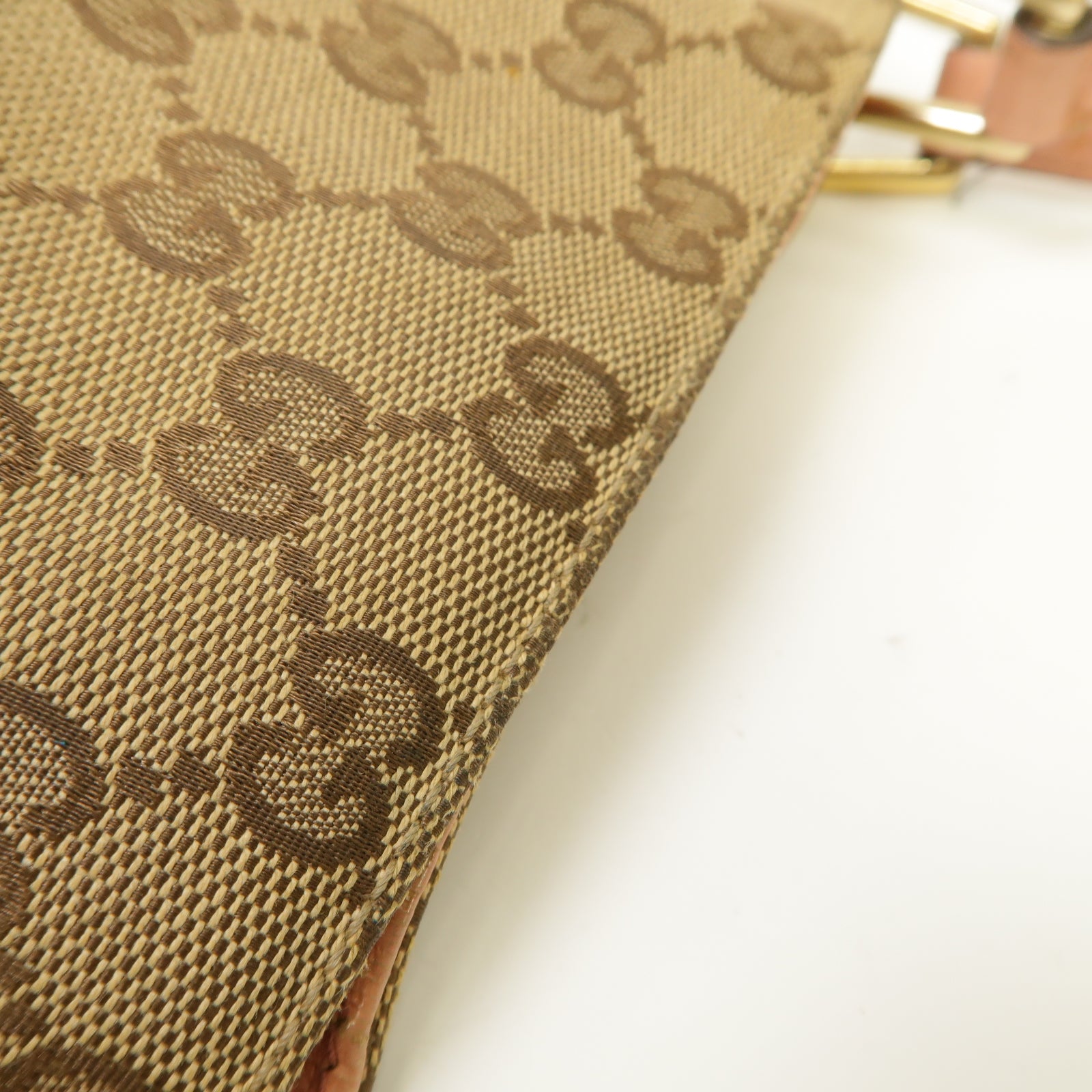 GUCCI 【激減優惠】帆布Shoulder Bag金扣肩背袋啡色/粉紅色