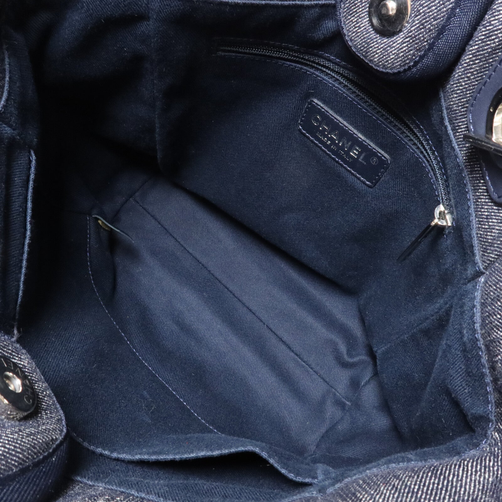 CHANEL 帆布Deauville PM Tote Bag鏈帶肩背袋