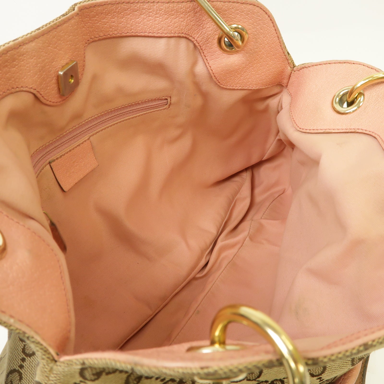 GUCCI 【激減優惠】帆布Shoulder Bag金扣肩背袋啡色/粉紅色