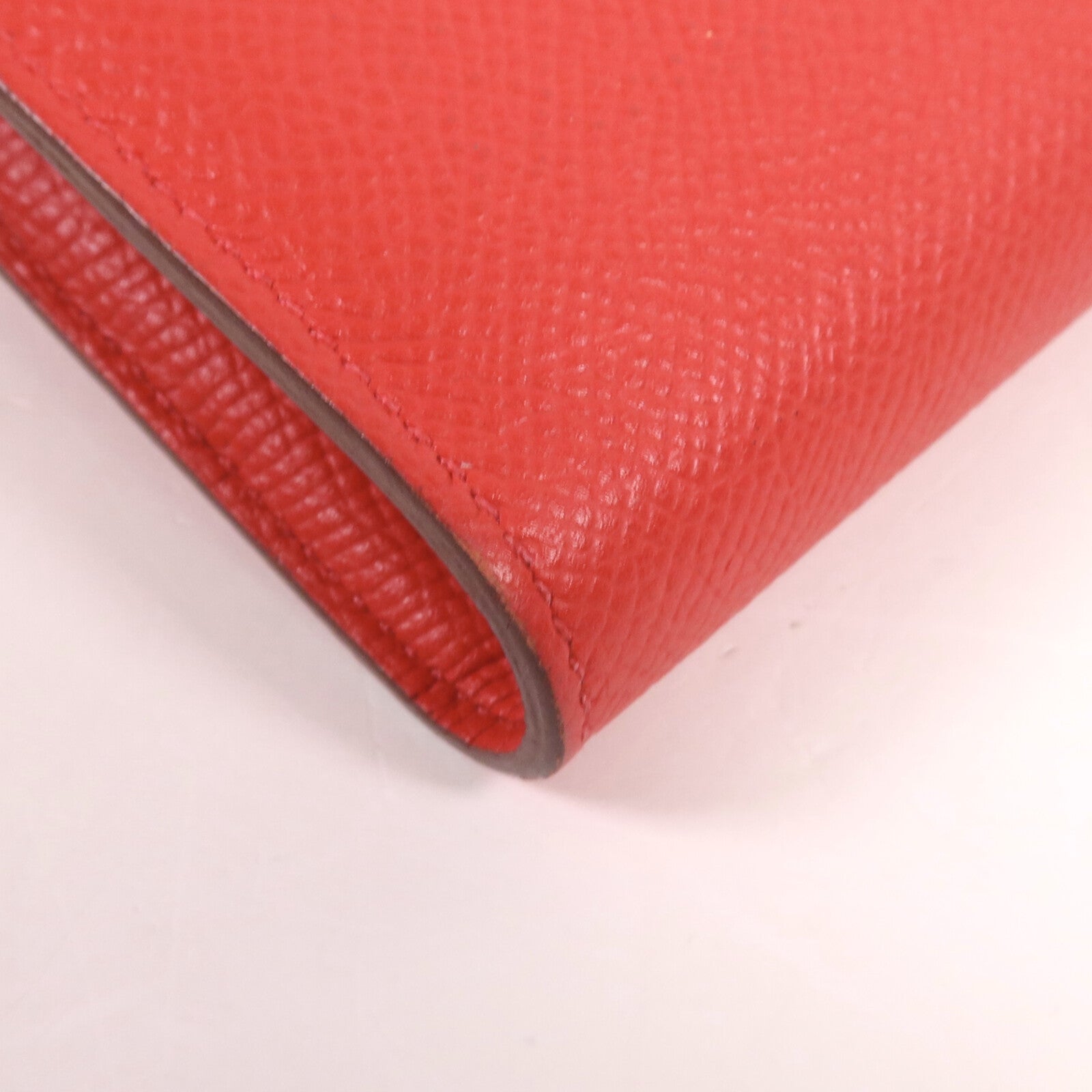 HERMES Epsom皮革Kelly Long Wallet銀扣長錢包Rouge Casaque