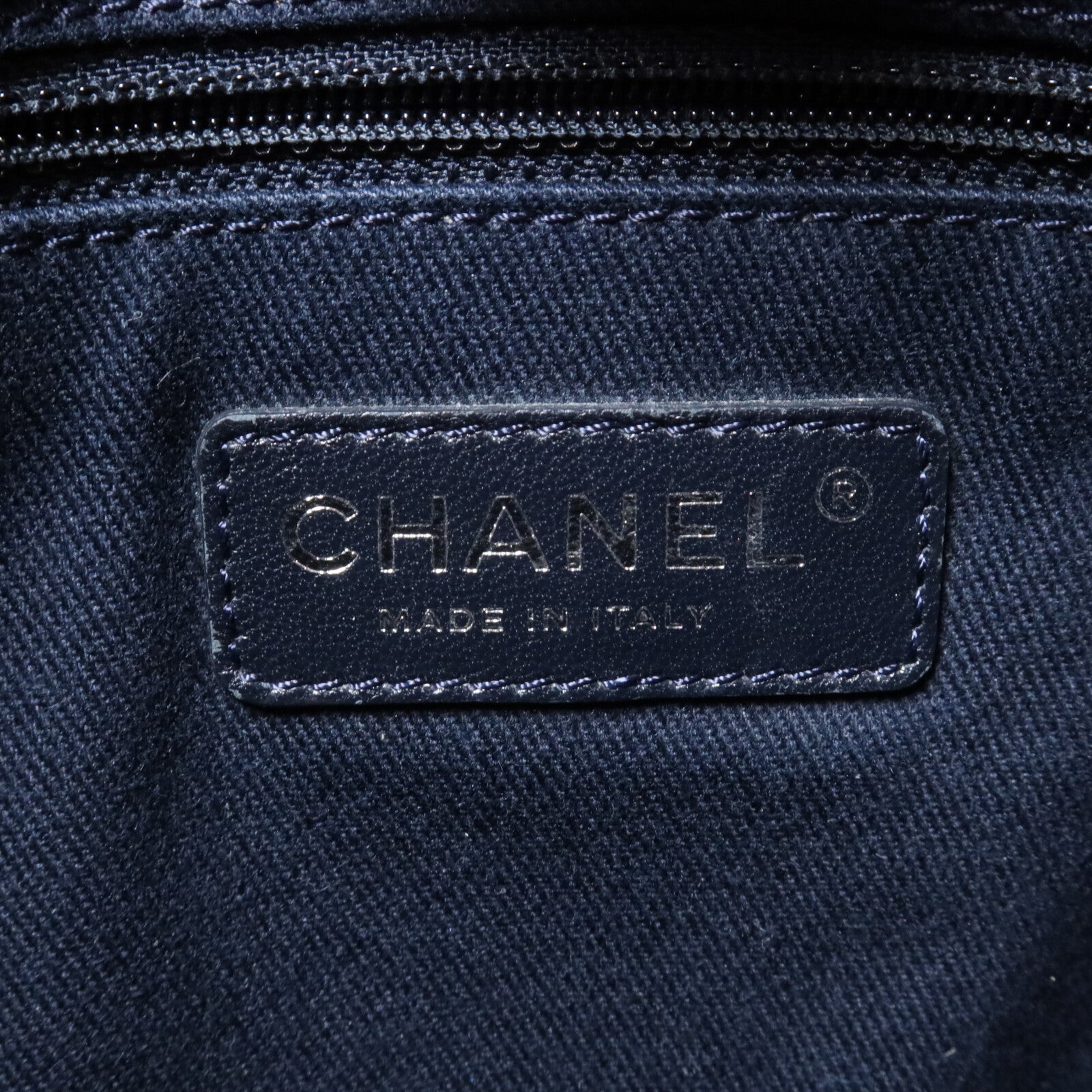 CHANEL 帆布Deauville PM Tote Bag鏈帶肩背袋