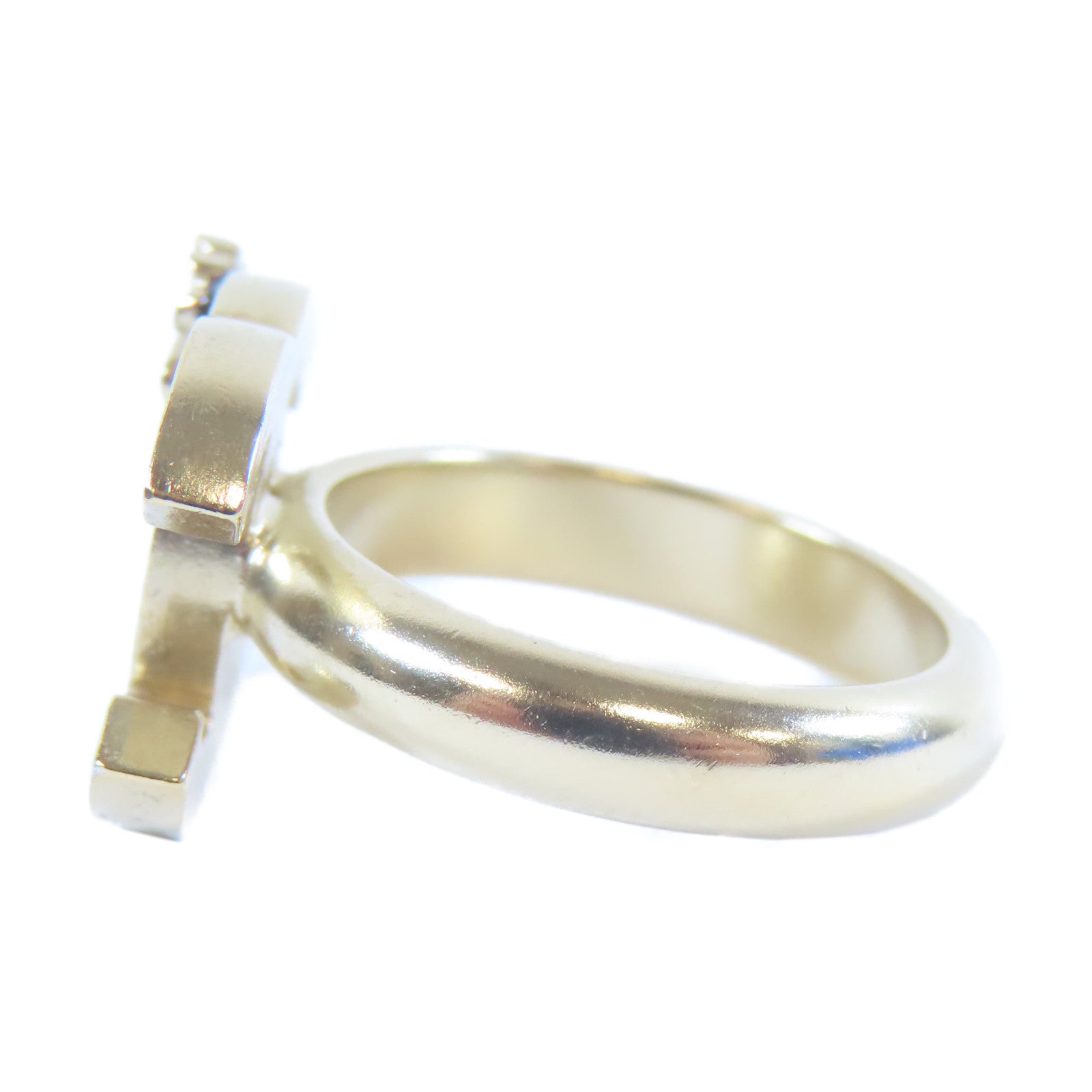 CHANEL 金屬Ring戒指金色/黑色US#6