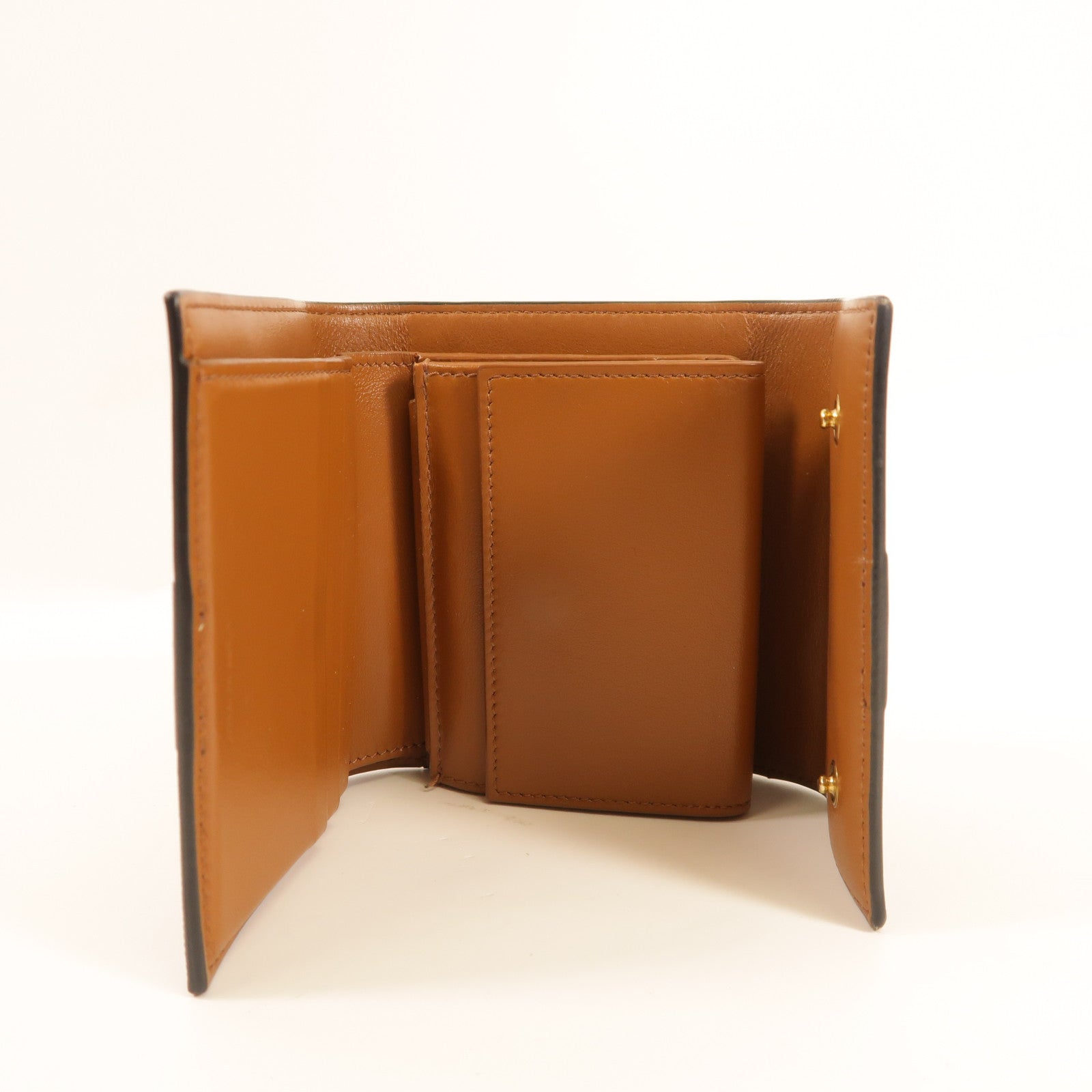 CELINE 塗層帆布Small Trifold Wallet金扣折疊錢包啡色