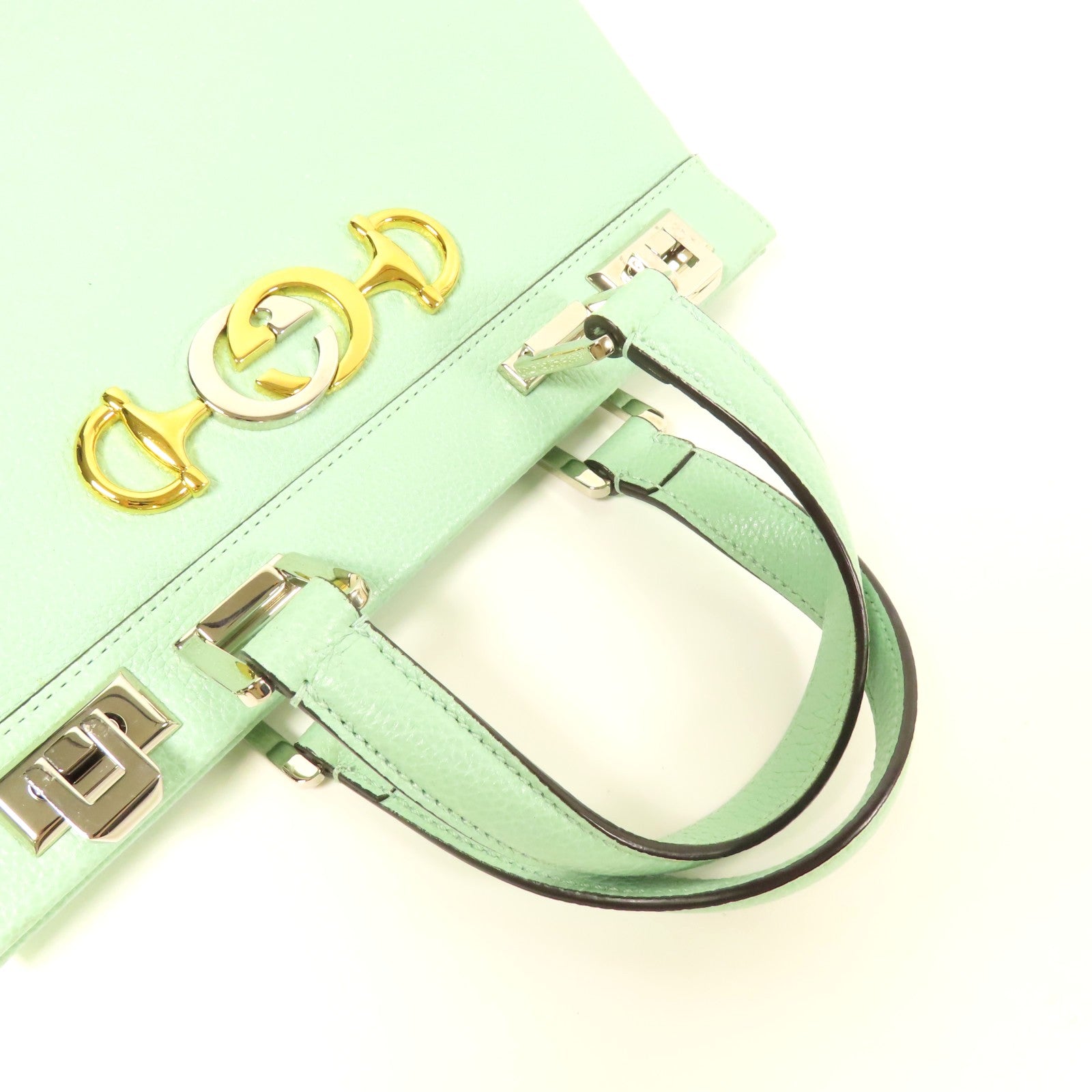 GUCCI GG SHW 2Way Shoulder Bag Handbag Calfskin Leather Green