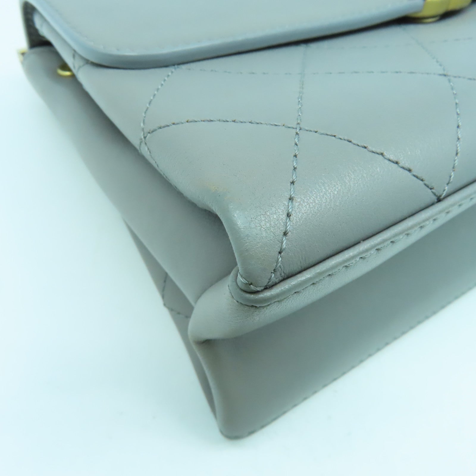 CHANEL 【激減優惠】菱格牛皮皮革Chain Shoulder Bag金扣手挽肩背兩用袋灰色