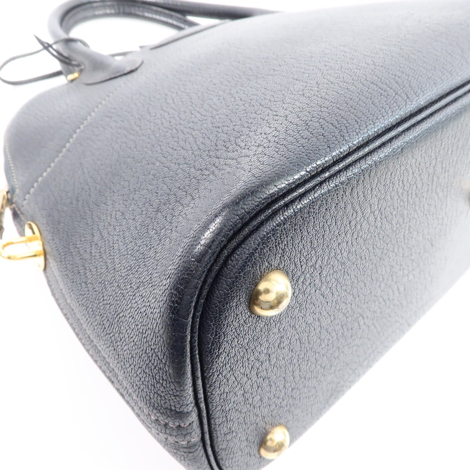 HERMES Chevre皮革Bolide 31金扣手挽肩背兩用袋Blue Marine