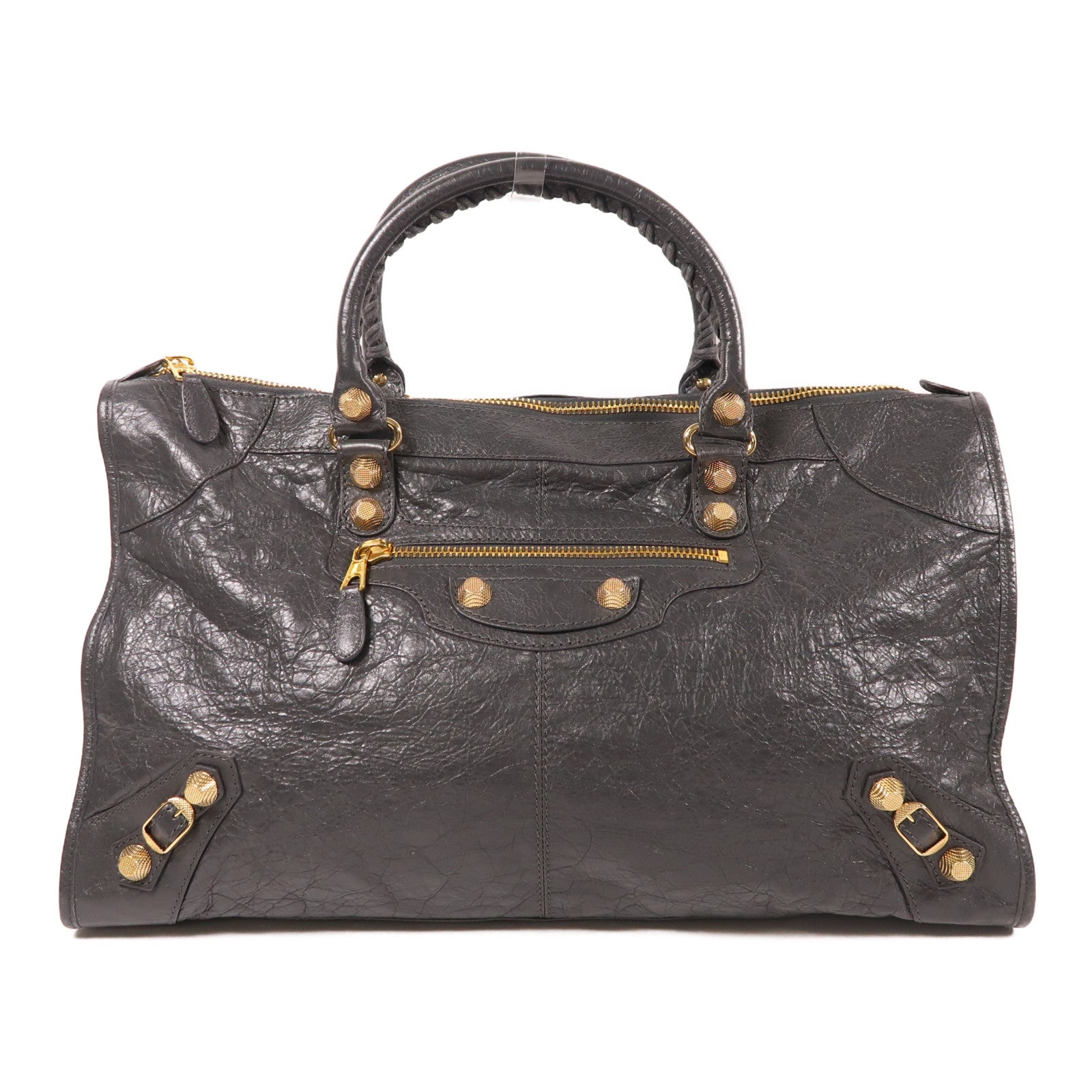 BALENCIAGA 牛皮皮革Giant Work Handbag金扣手挽袋灰色