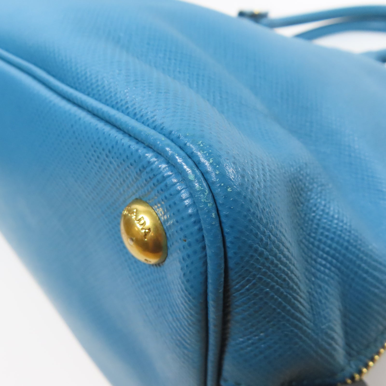 PRADA 【激減優惠】Saffiano皮革2 Way Shoulder Tote Bag金扣手挽肩背兩用袋藍色