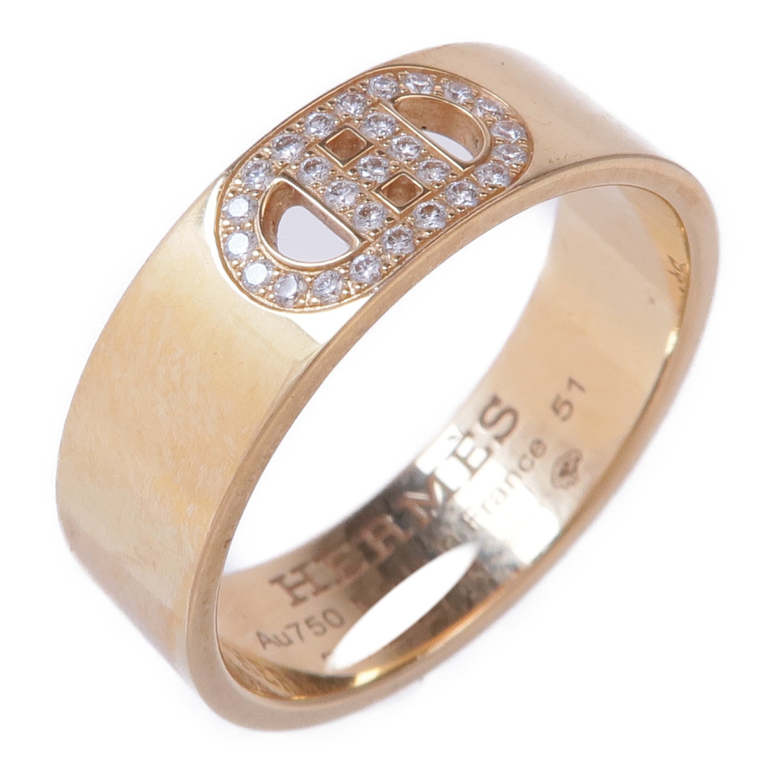 HERMES 18K玫瑰金d'ancre ring鑽石戒指Hermes#51/US#5.75