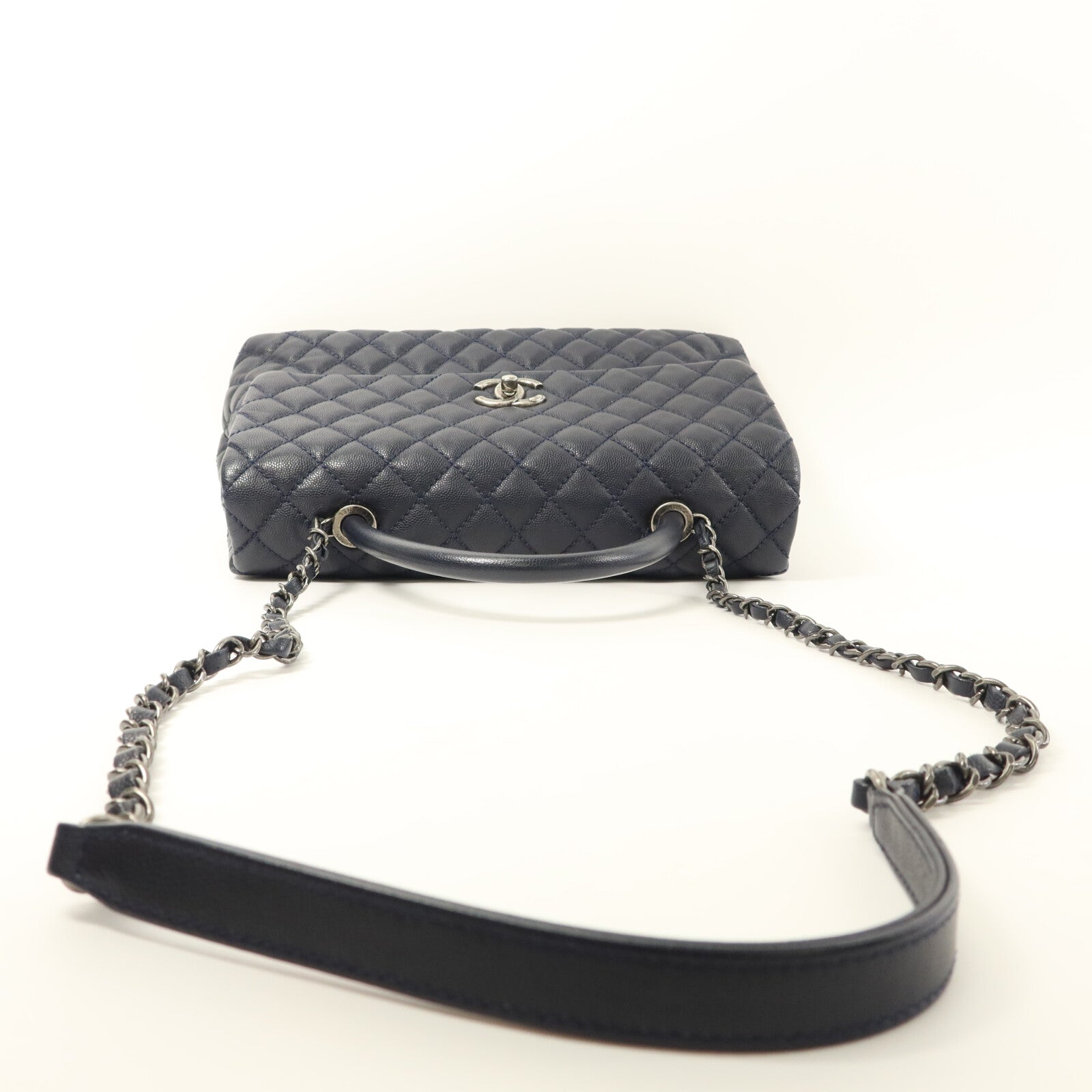 CHANEL 牛皮皮革Coco Handle Large鏈帶手挽肩背兩用袋