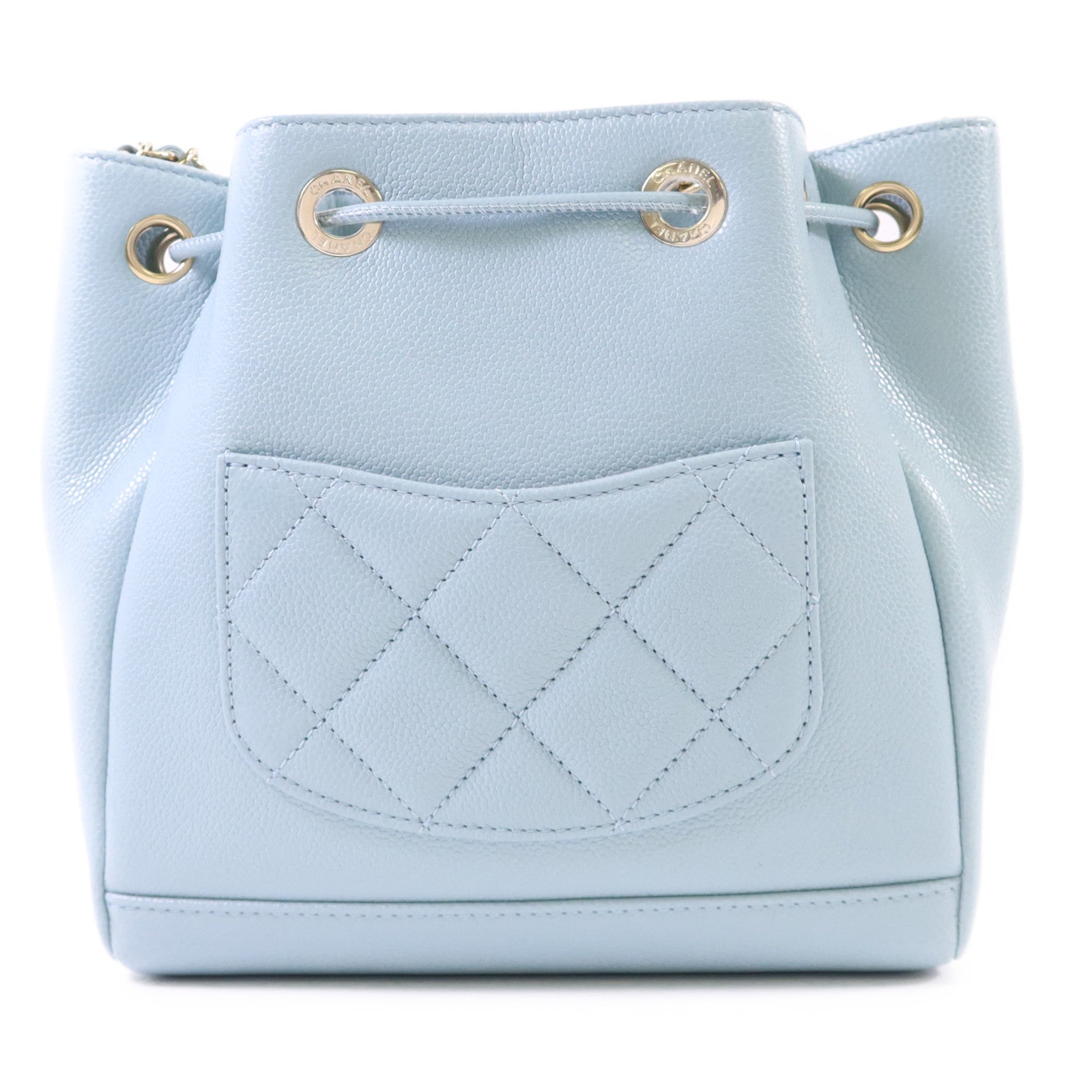 CHANEL 牛皮皮革Bucket Bag金扣鏈帶肩背袋