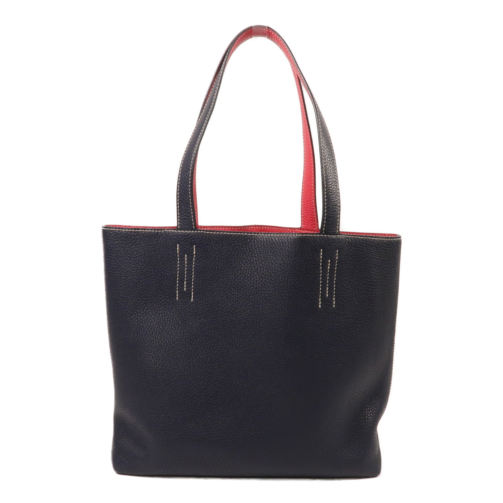 HERMES Clemence皮革Double Sens 28手挽袋Blue Nuit/Rose Extre