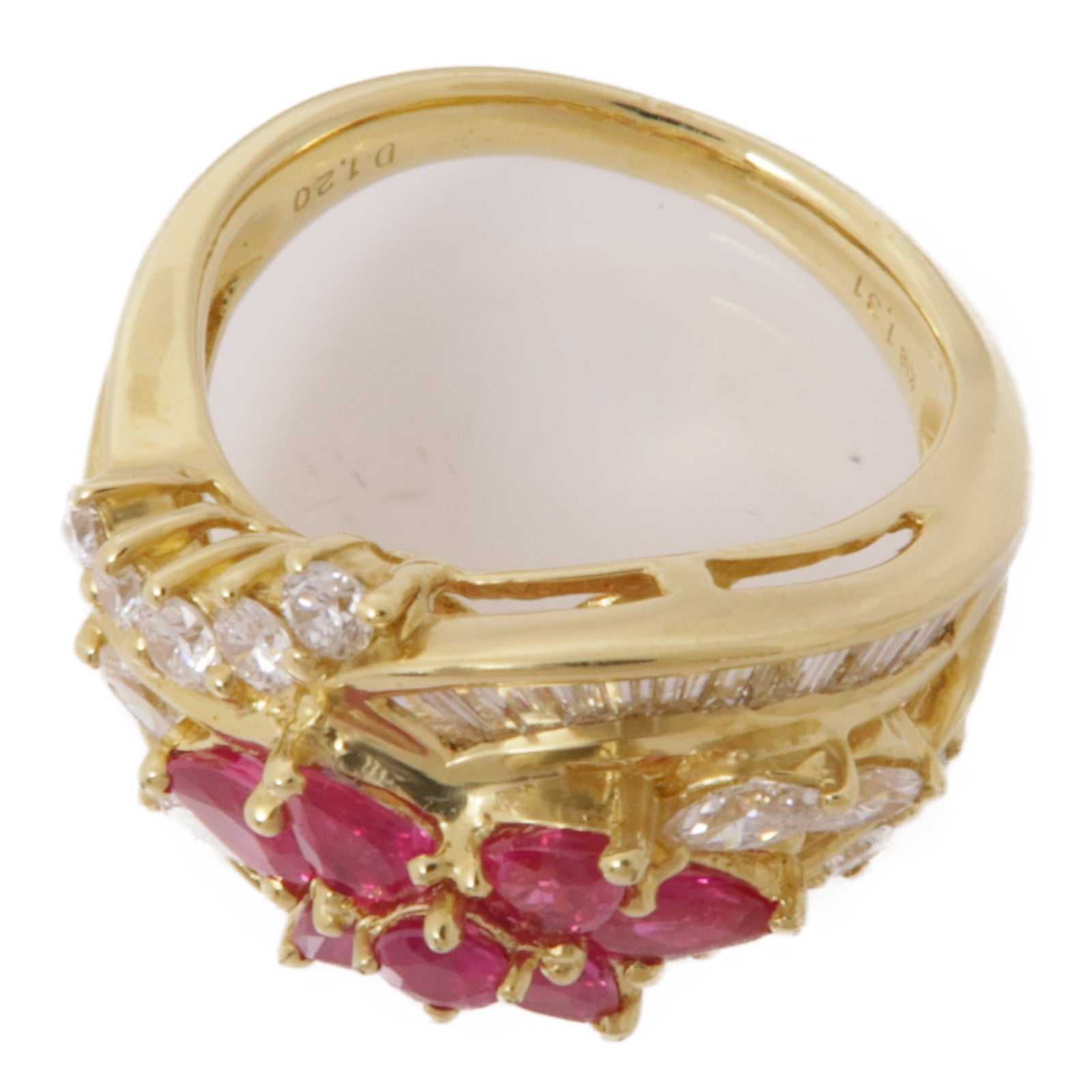JEWELRY Ruby Diamond Ring 18K Yellow Gold US#6.5
