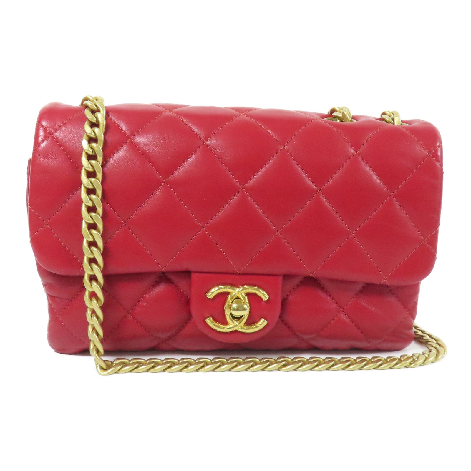 CHANEL 【激減優惠】羊皮皮革Chain Shoulder金扣肩背袋
