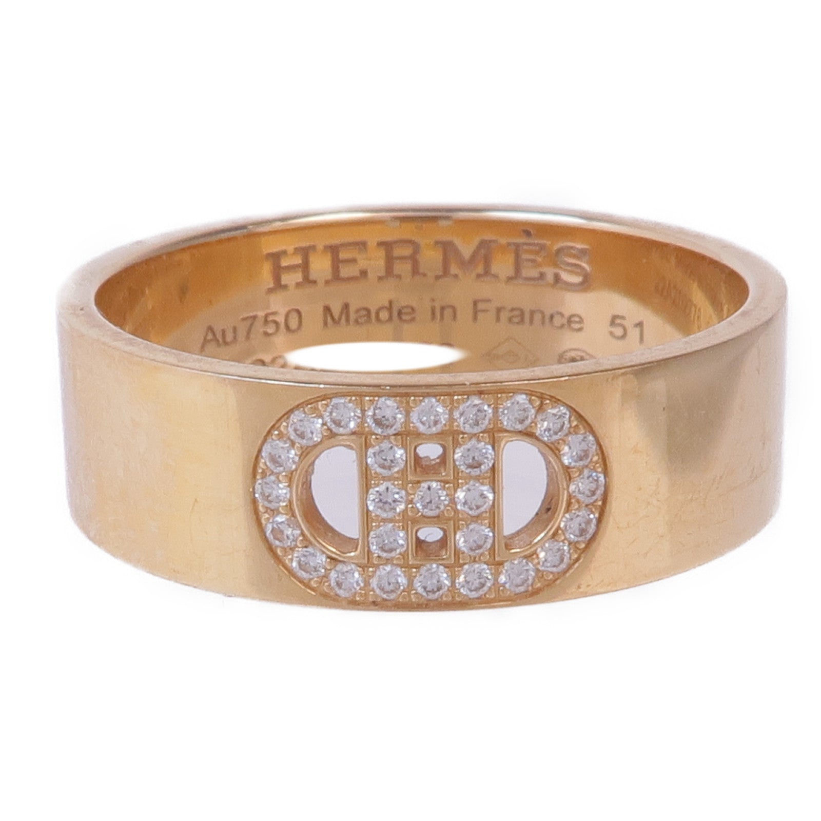 HERMES 18K玫瑰金d'ancre ring鑽石戒指Hermes#51/US#5.75