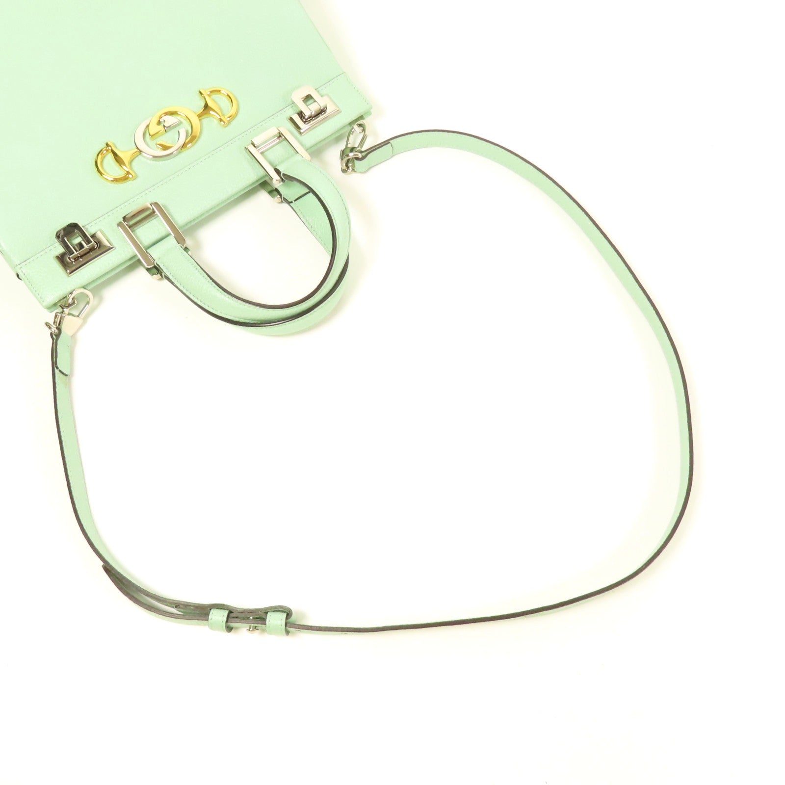 GUCCI 牛皮皮革Shoulder Bag銀扣手挽肩背兩用袋