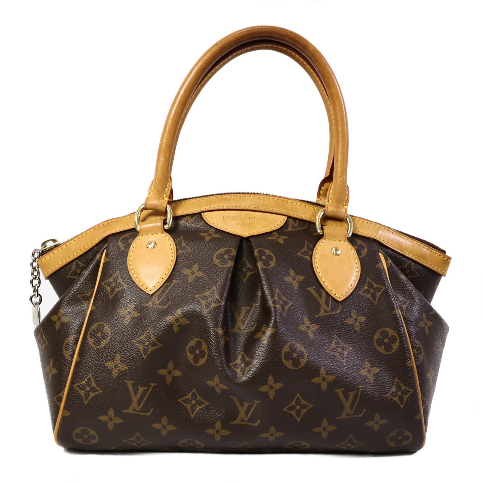 LOUIS VUITTON Monogram Tivoli PM金扣手挽袋棕色