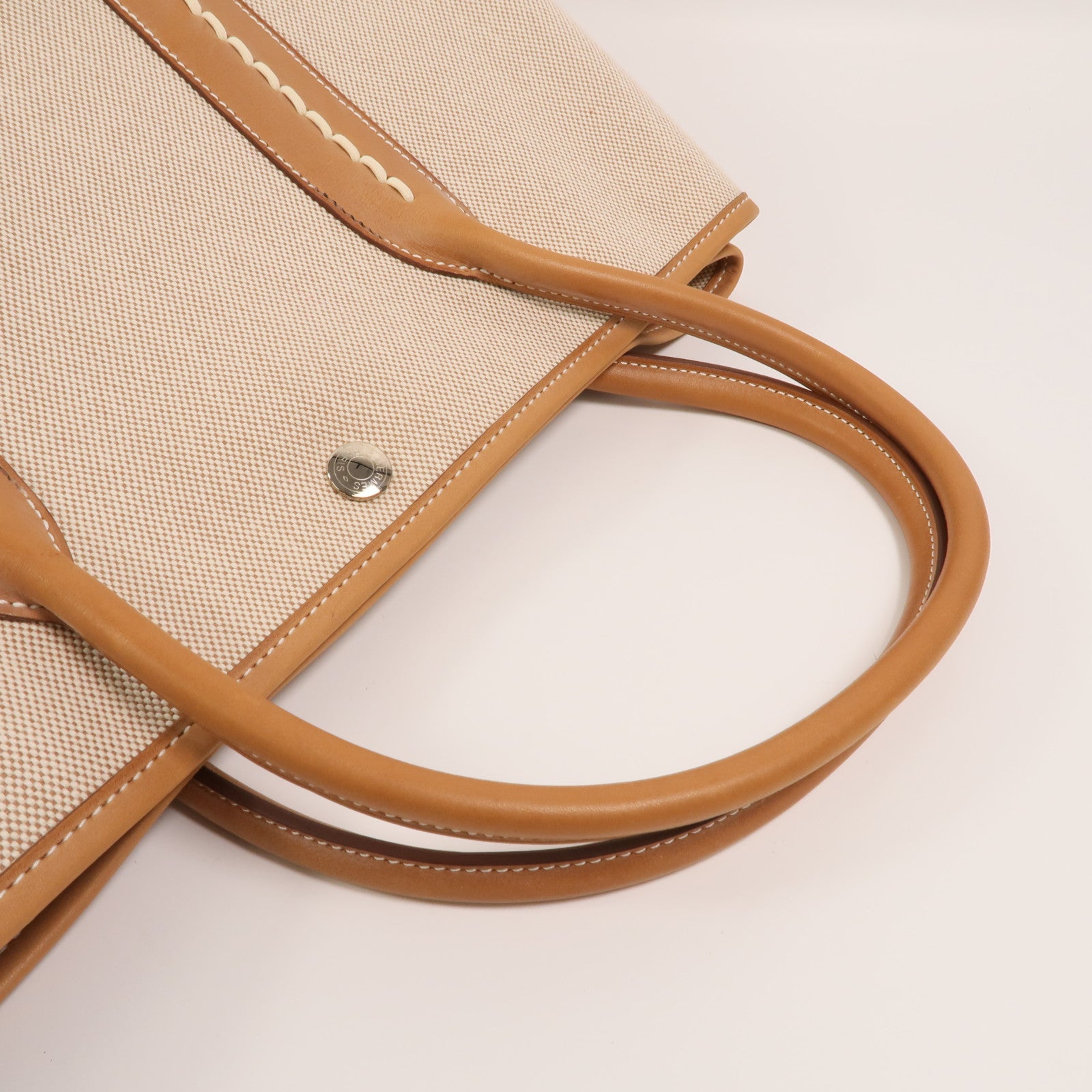 HERMES 帆布/Barenia皮革Garden Party PM手挽袋