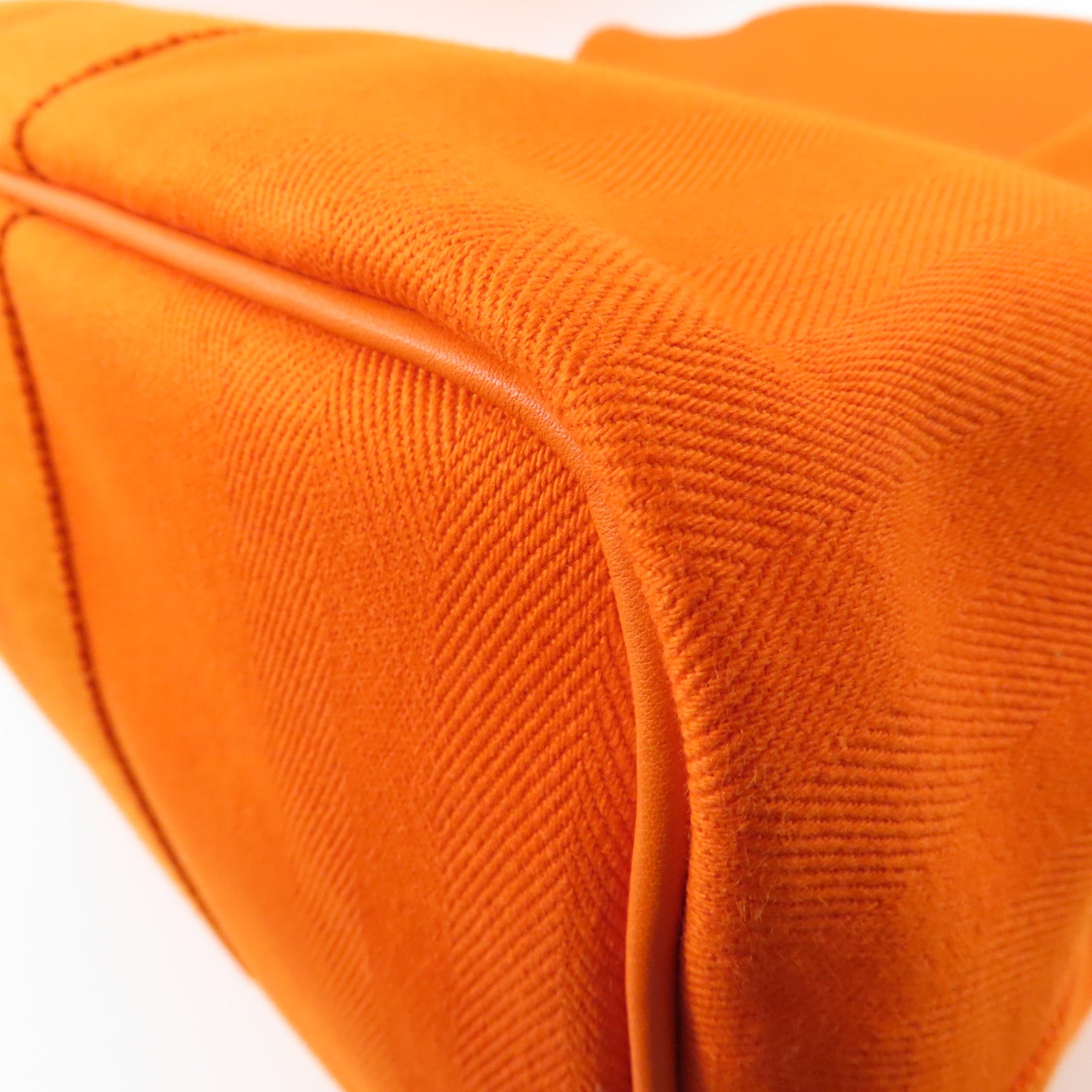 HERMES 【激減優惠】帆布Valparaiso銀扣手挽袋Orange