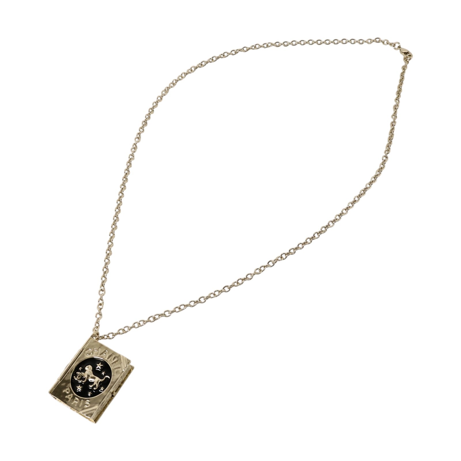 CHANEL 金屬/琺瑯Lion Book Locket Necklace項鏈