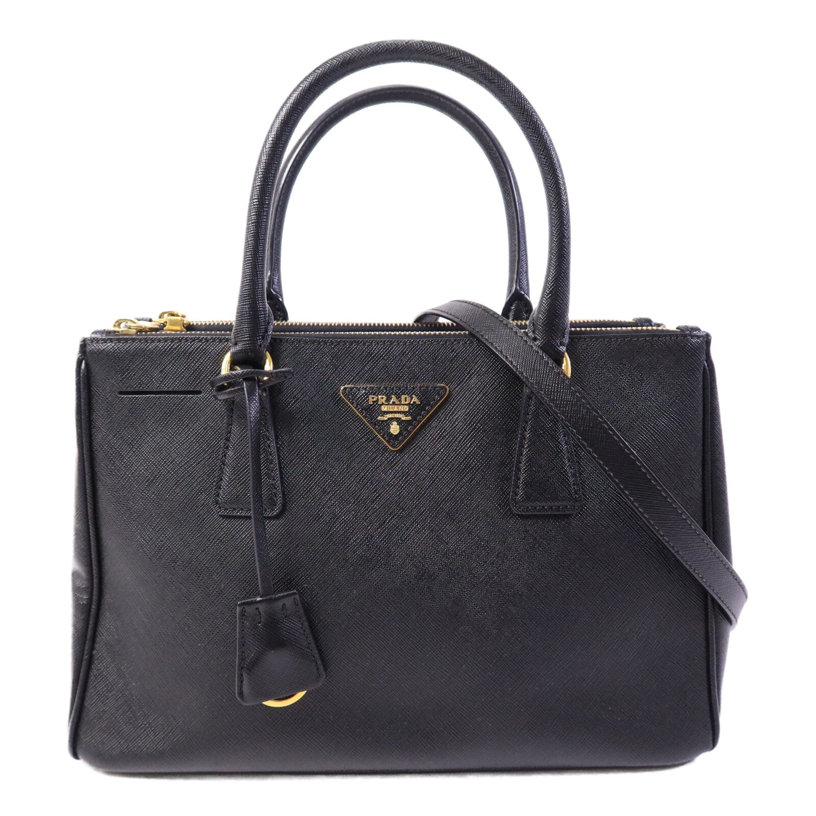 PRADA 牛皮皮革Saffiano Lux手挽肩背兩用袋