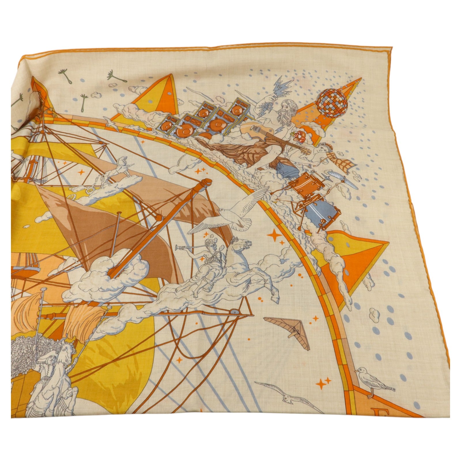 HERMES 羊絨/絲質Scarf 140X140絲巾