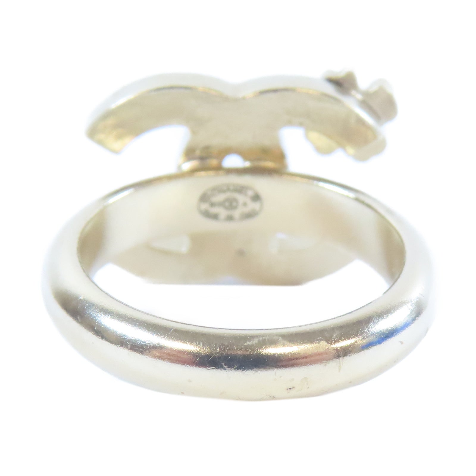 CHANEL 金屬Ring戒指金色/黑色US#6