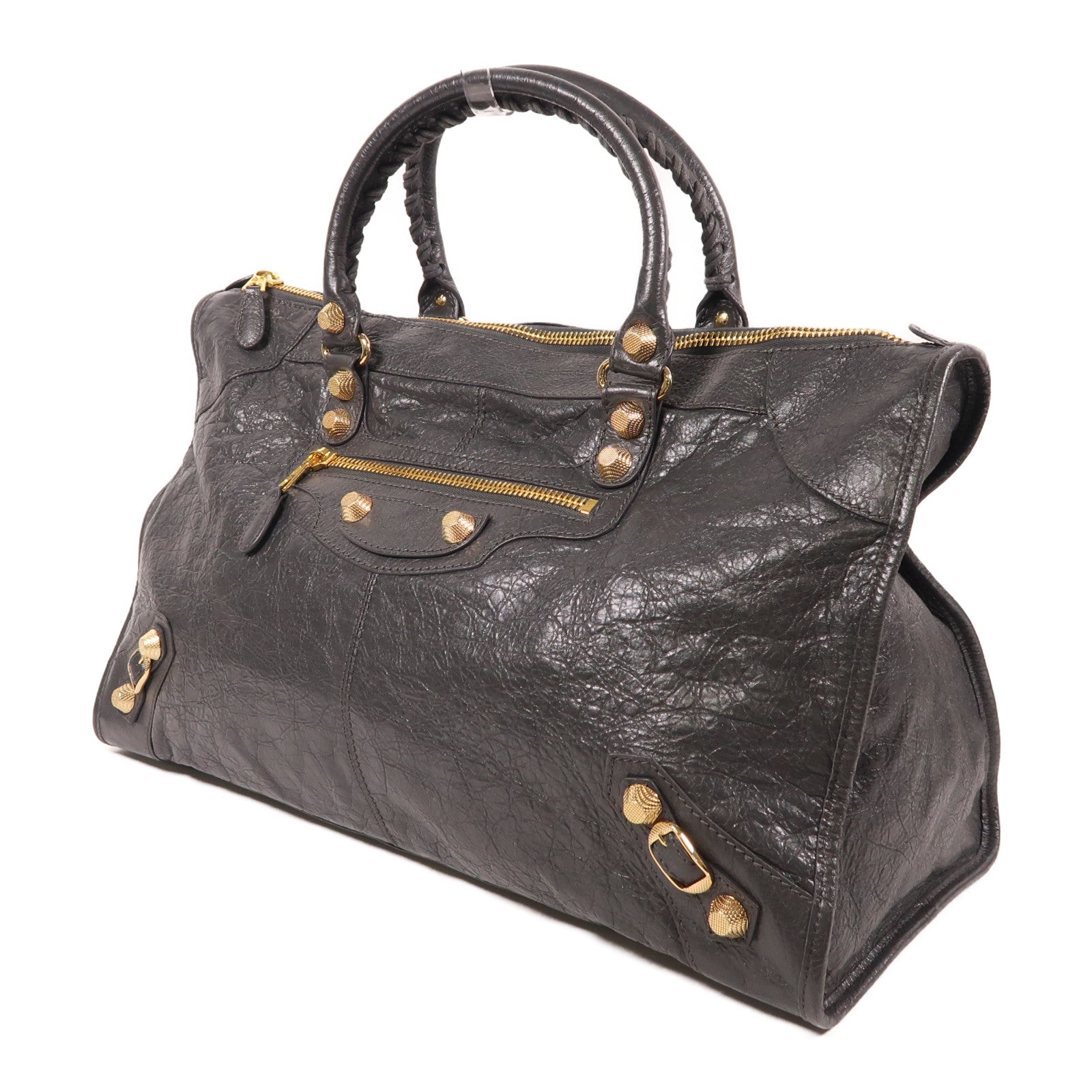 BALENCIAGA 牛皮皮革Giant Work Handbag金扣手挽袋灰色