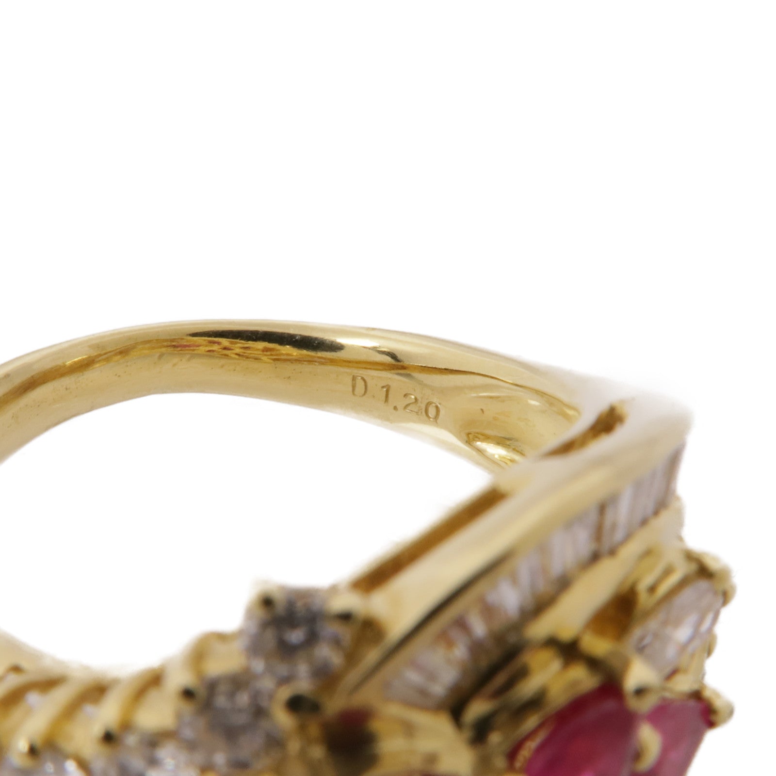 JEWELRY Ruby Diamond Ring 18K Yellow Gold US#6.5