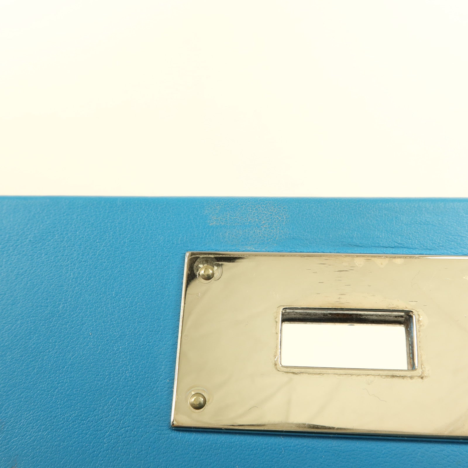 HERMES Evercolor皮革/Swift皮革24/24 Mini銀扣手挽肩背兩用袋Bleu Frida