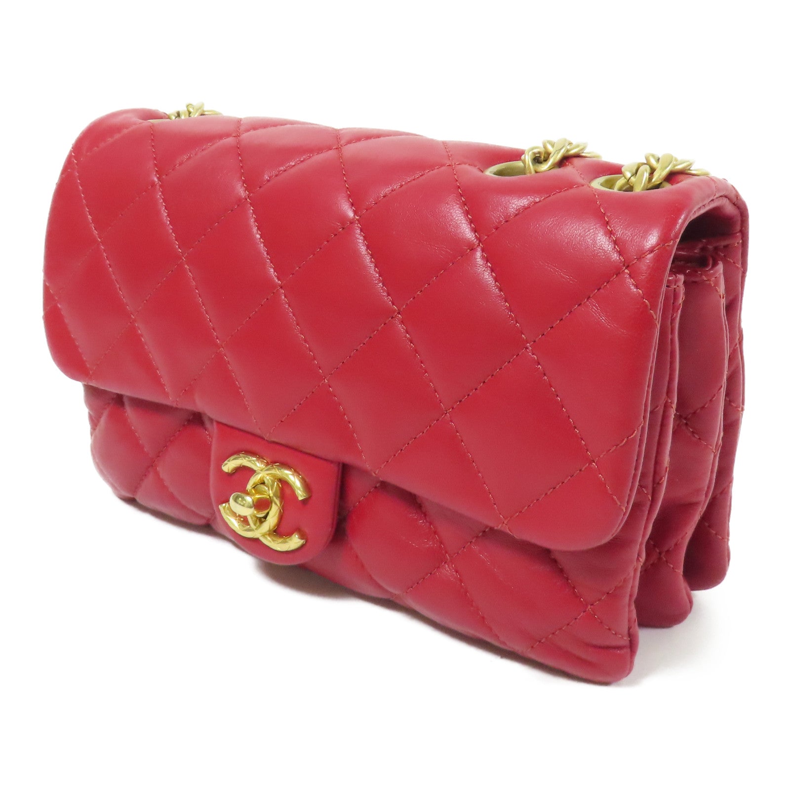 CHANEL 【激減優惠】羊皮皮革Chain Shoulder金扣肩背袋