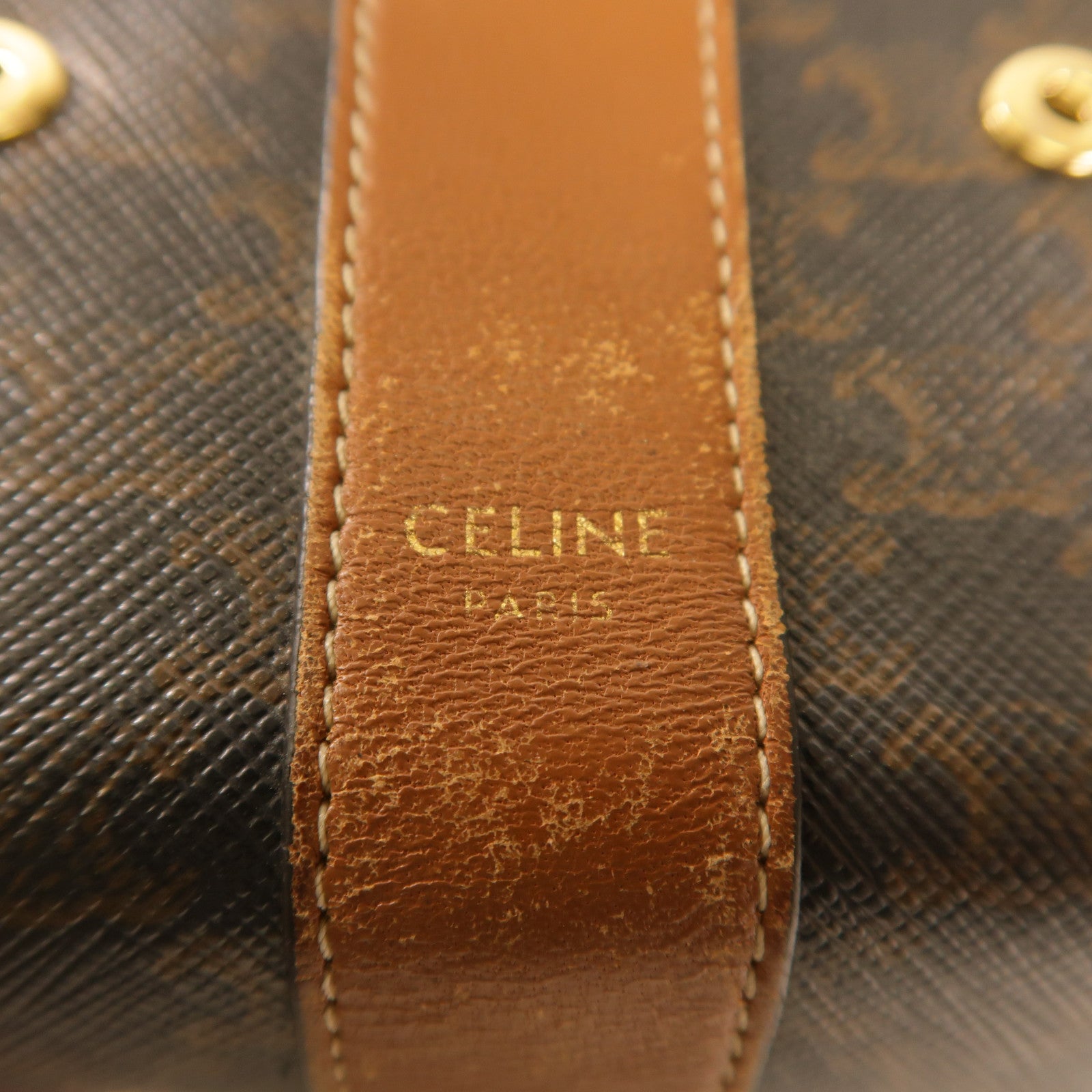 CELINE 塗層帆布Small Trifold Wallet金扣折疊錢包啡色