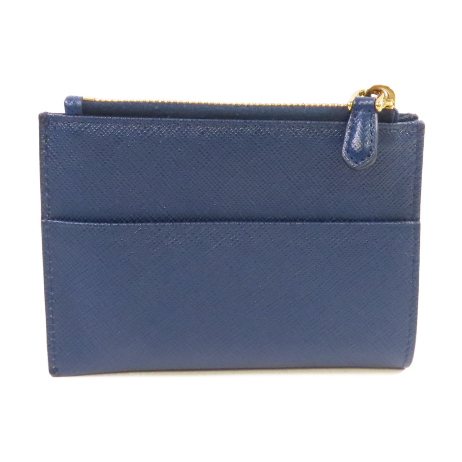 PRADA Saffiano皮革Card Holder金扣卡片套寶藍色