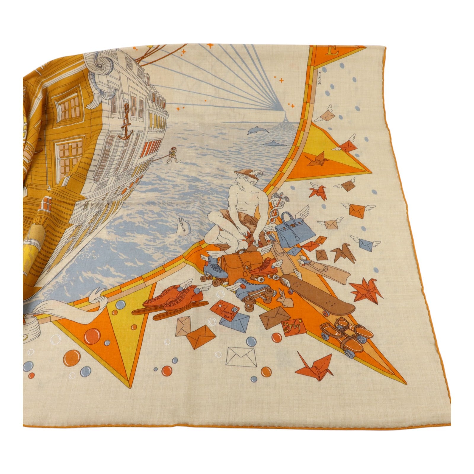 HERMES 羊絨/絲質Scarf 140X140絲巾