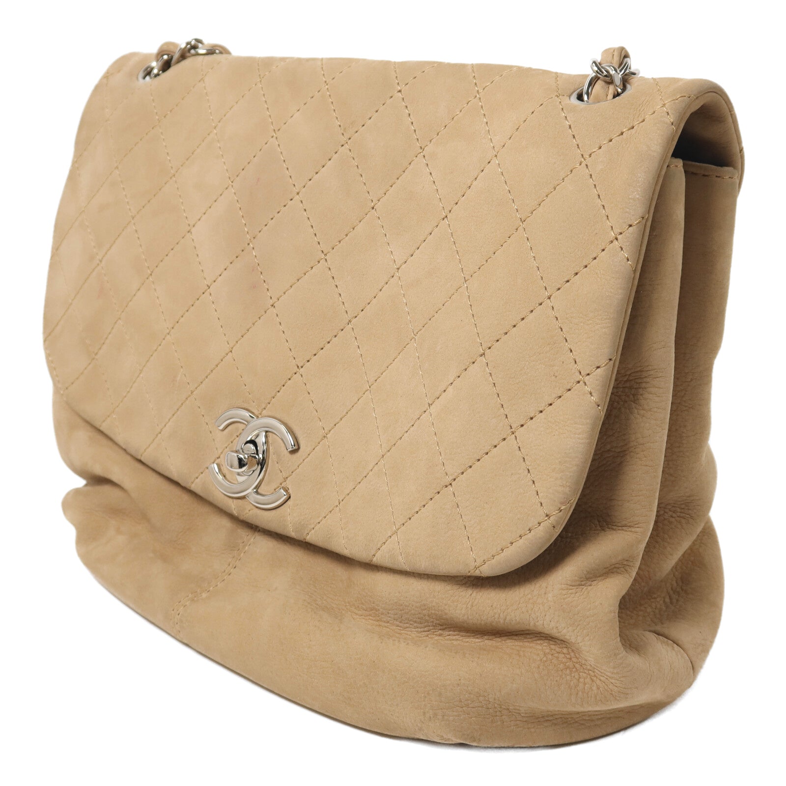 CHANEL Nubuck Seasonal Flap Bag銀扣鏈帶肩背袋
