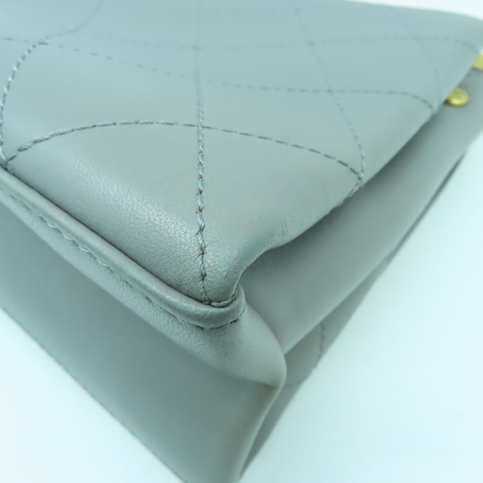 CHANEL 【激減優惠】菱格牛皮皮革Chain Shoulder Bag金扣手挽肩背兩用袋灰色